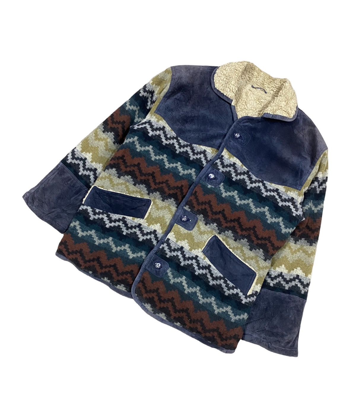 Fortela × Native × Vintage Vtg🔥Japanese Blanked Blend Moleskins Sherpa Inner Jacket Size US L / EU 52-54 / 3 - 11 Thumbnail