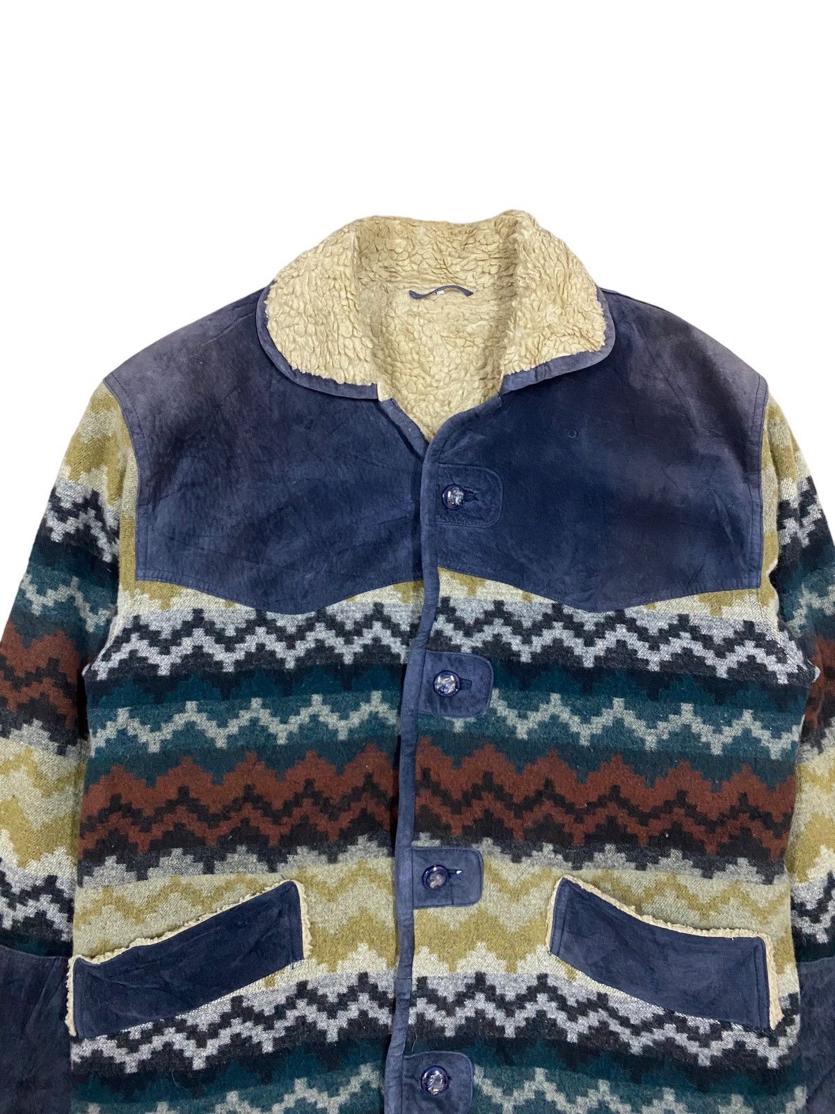 Fortela × Native × Vintage Vtg🔥Japanese Blanked Blend Moleskins Sherpa Inner Jacket Size US L / EU 52-54 / 3 - 4 Thumbnail