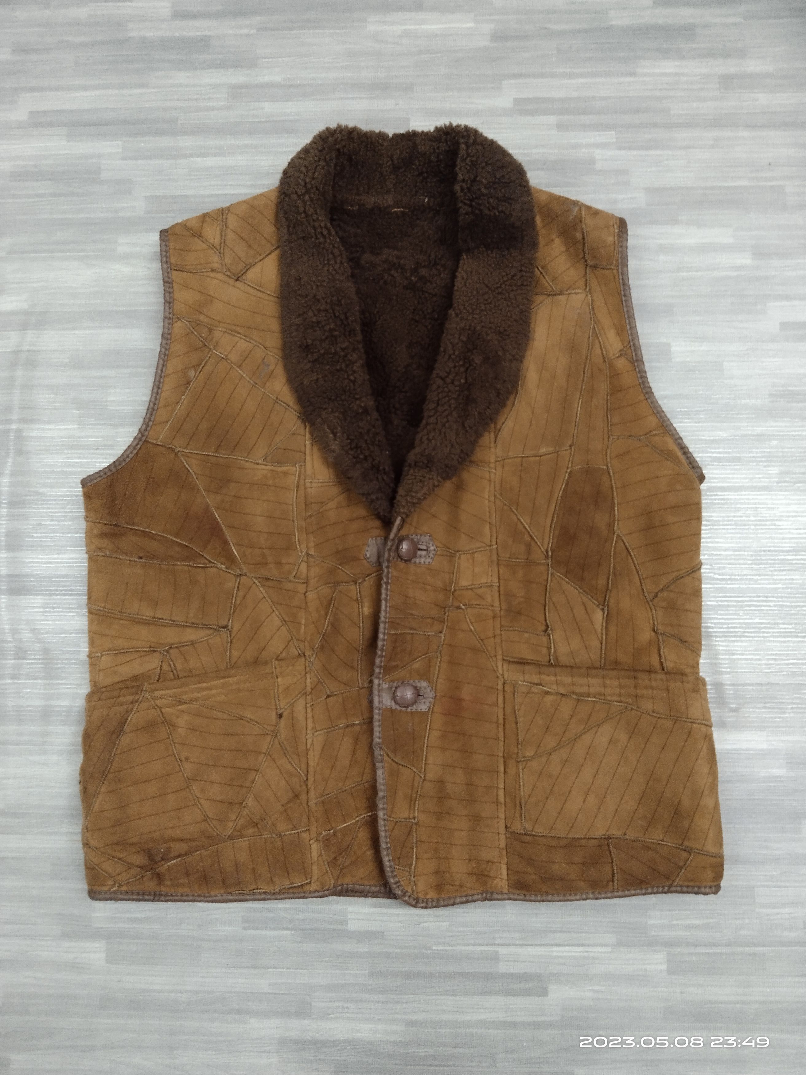 Leather PACTHWORK KAPITAL STYLE LEATHER SHERPA VESTS JACKET Size US M / EU 48-50 / 2 - 2 Thumbnail