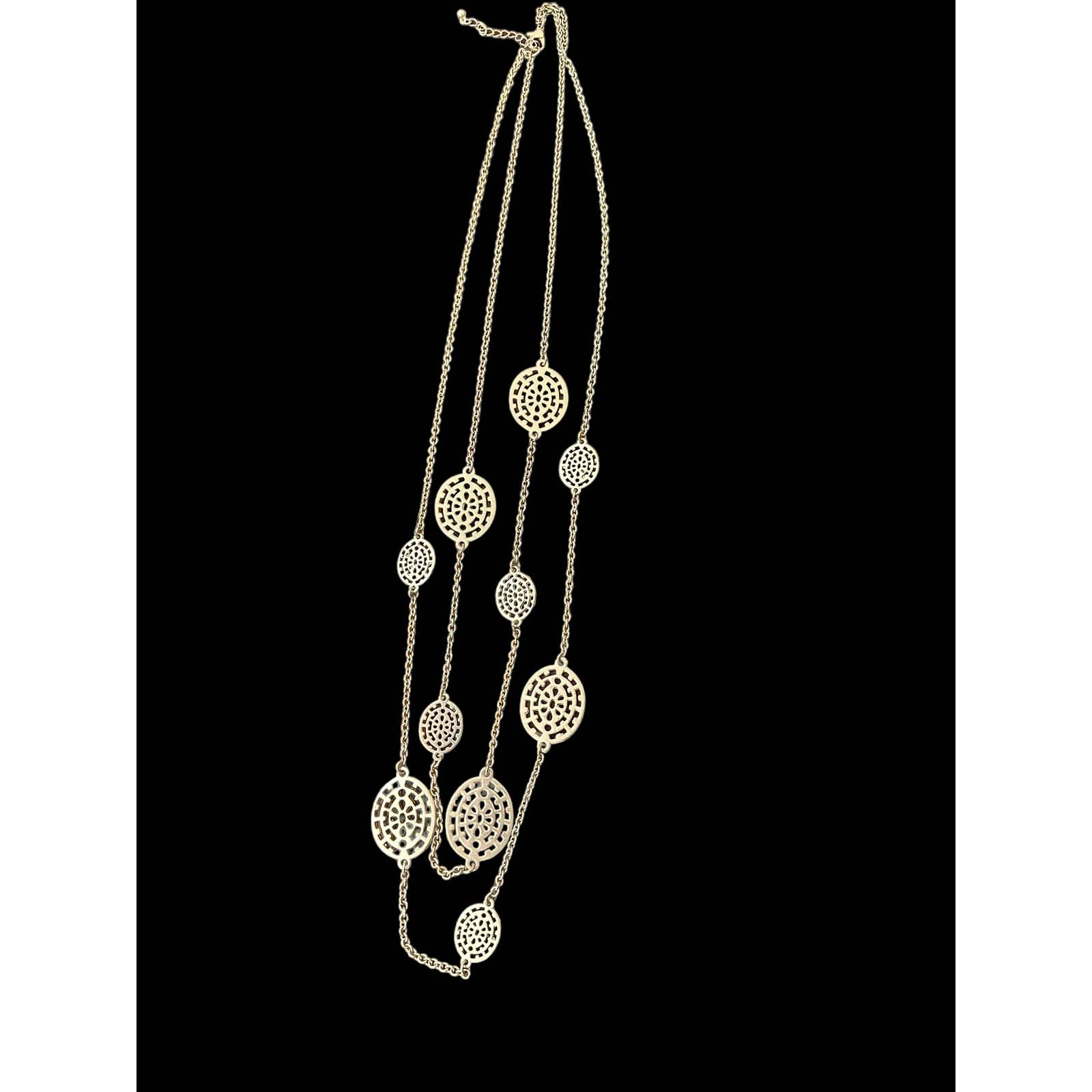 Vintage Double Strand Long Matte Gold Tone Necklace Size ONE SIZE - 4 Thumbnail