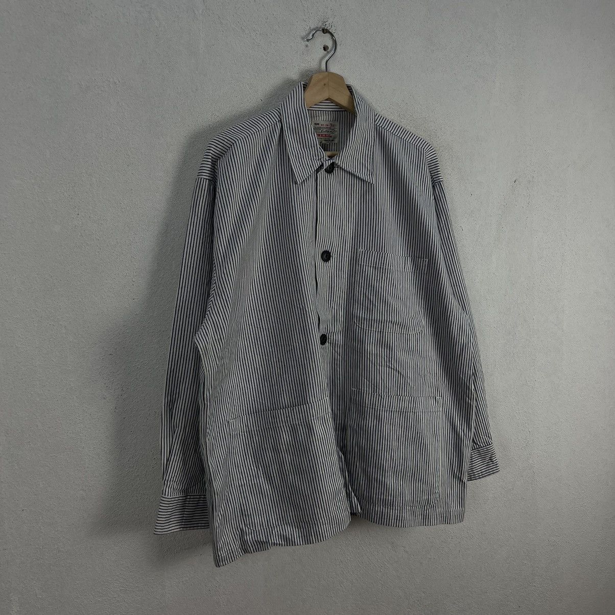 Japanese Brand VINTAGE DOWNINGS JAPAN STRIPED HIKORY CHORE JACKET Size US M / EU 48-50 / 2 - 2 Thumbnail