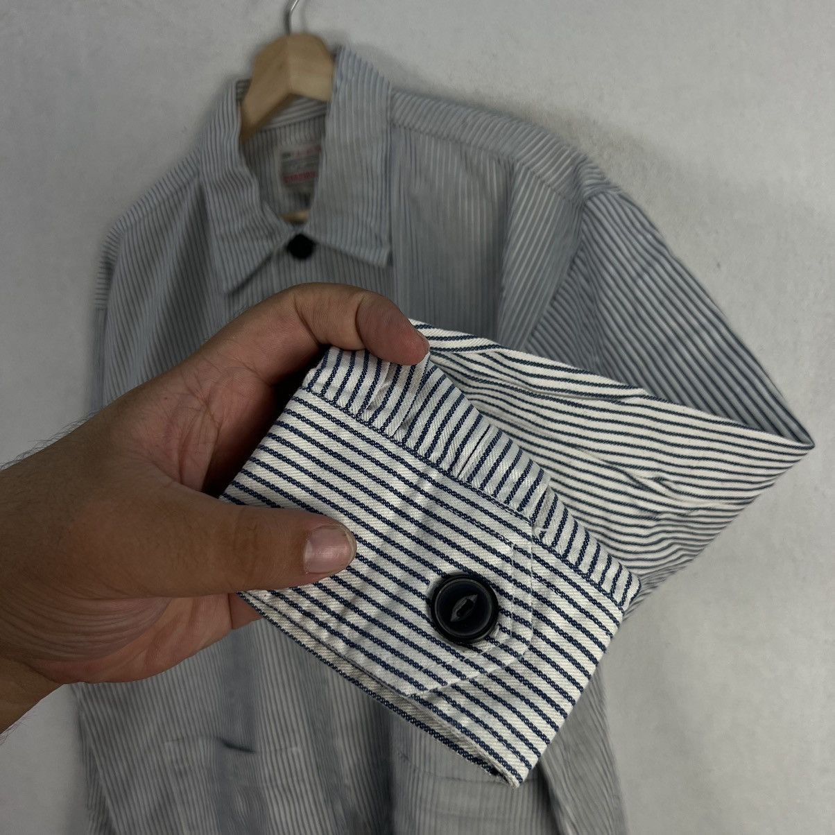 Japanese Brand VINTAGE DOWNINGS JAPAN STRIPED HIKORY CHORE JACKET Size US M / EU 48-50 / 2 - 6 Thumbnail