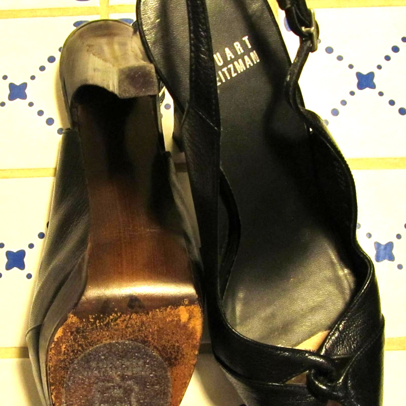 Stuart Weitzman SZ 9 Black Sling Backs EUC
