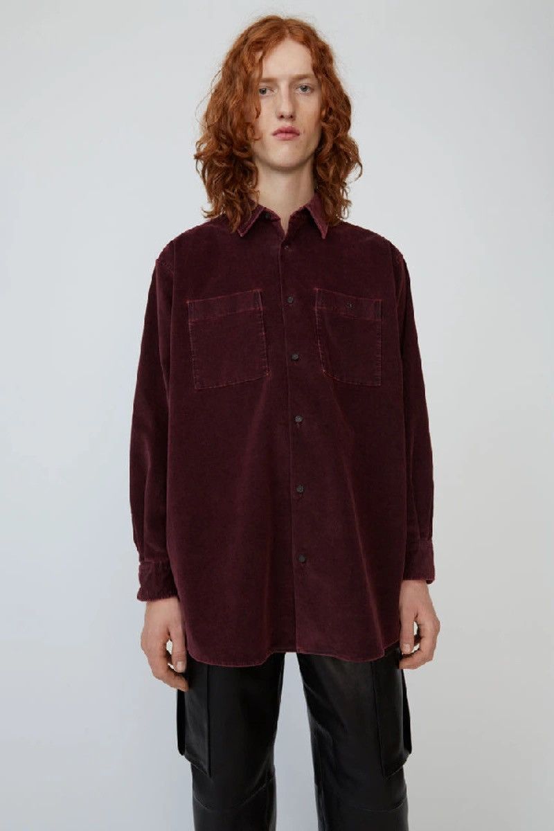 image of Acne Studios Burgundy Corduroy Shirt Fn-Mn-Shir000094, Men's (Size 2XL)