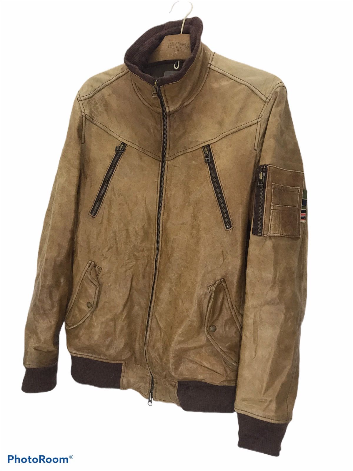 Japan Triple Five soul bomber leather biker jacket zipper