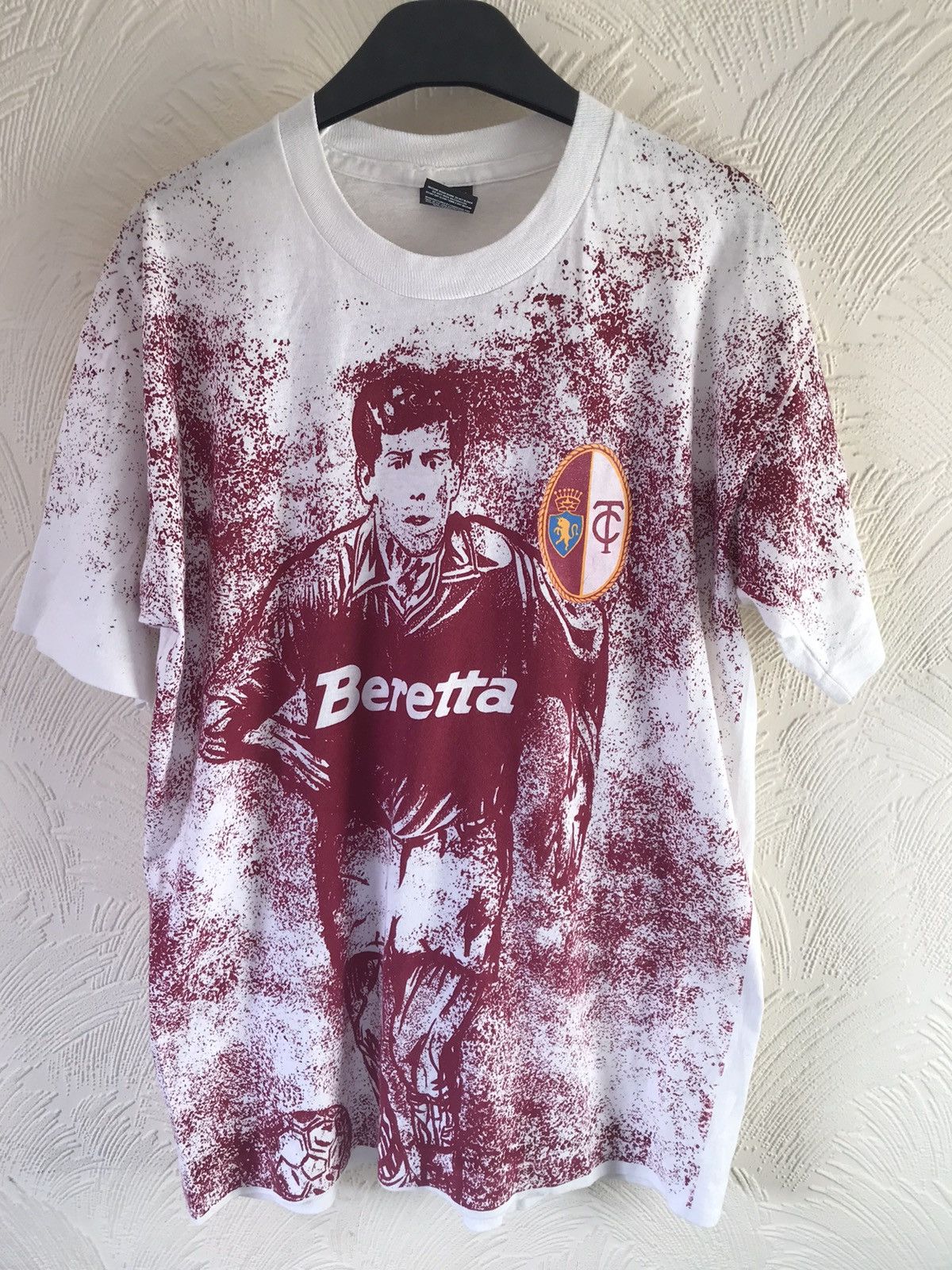 Vtg Legendary Mario Beretta Alloverprint doubleside t shirt