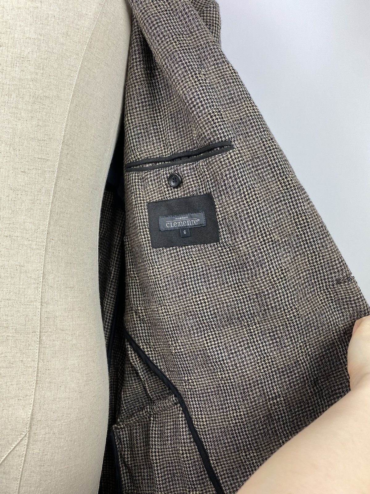 Designer Elemente Clemente Oska structures wool checked blazer jacket Size 44R - 13 Thumbnail