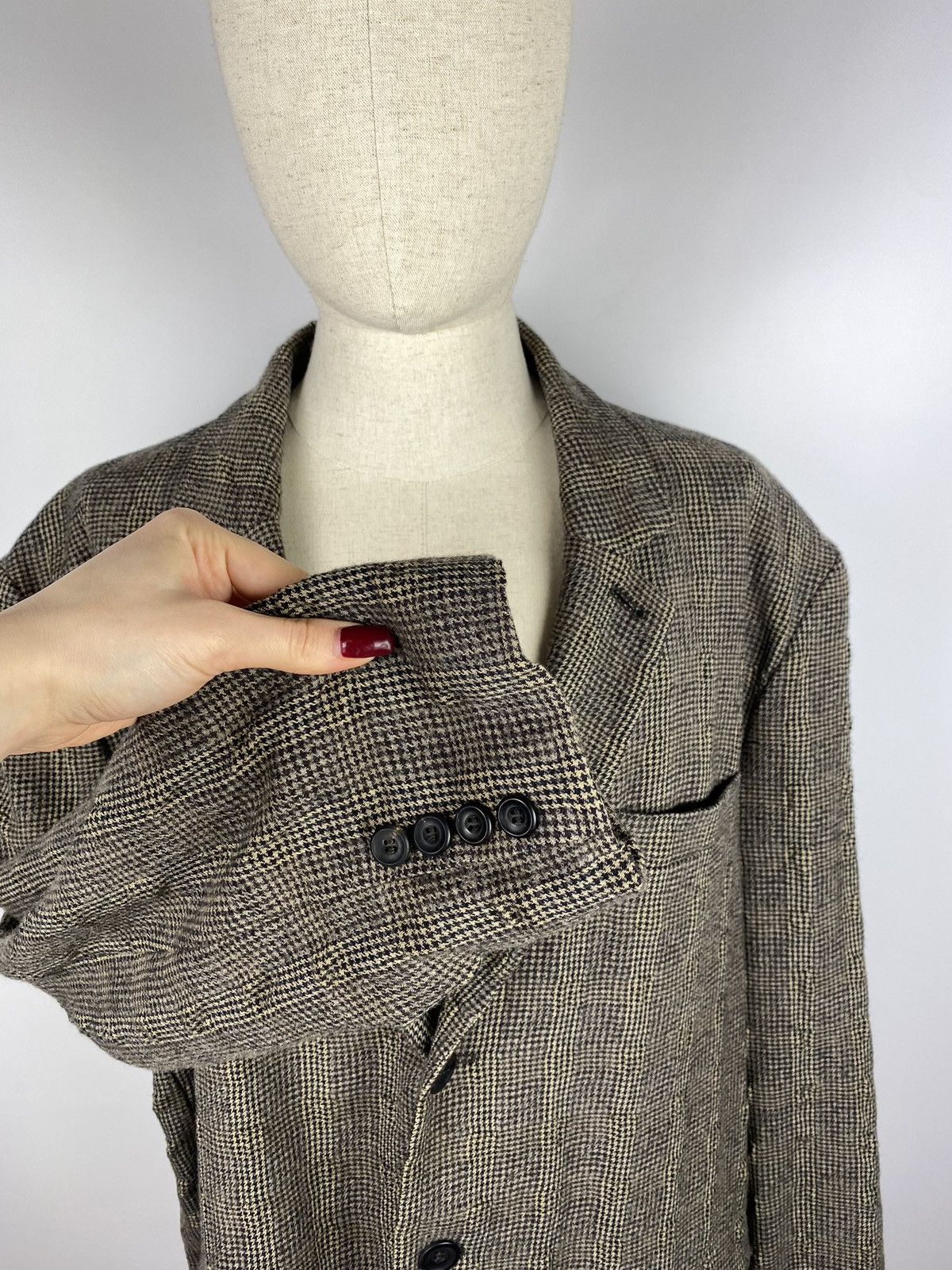 Designer Elemente Clemente Oska structures wool checked blazer jacket Size 44R - 4 Thumbnail