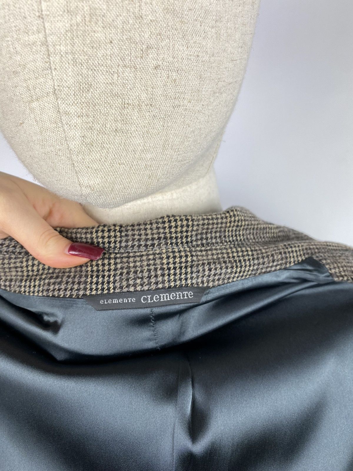 Designer Elemente Clemente Oska structures wool checked blazer jacket Size 44R - 17 Thumbnail