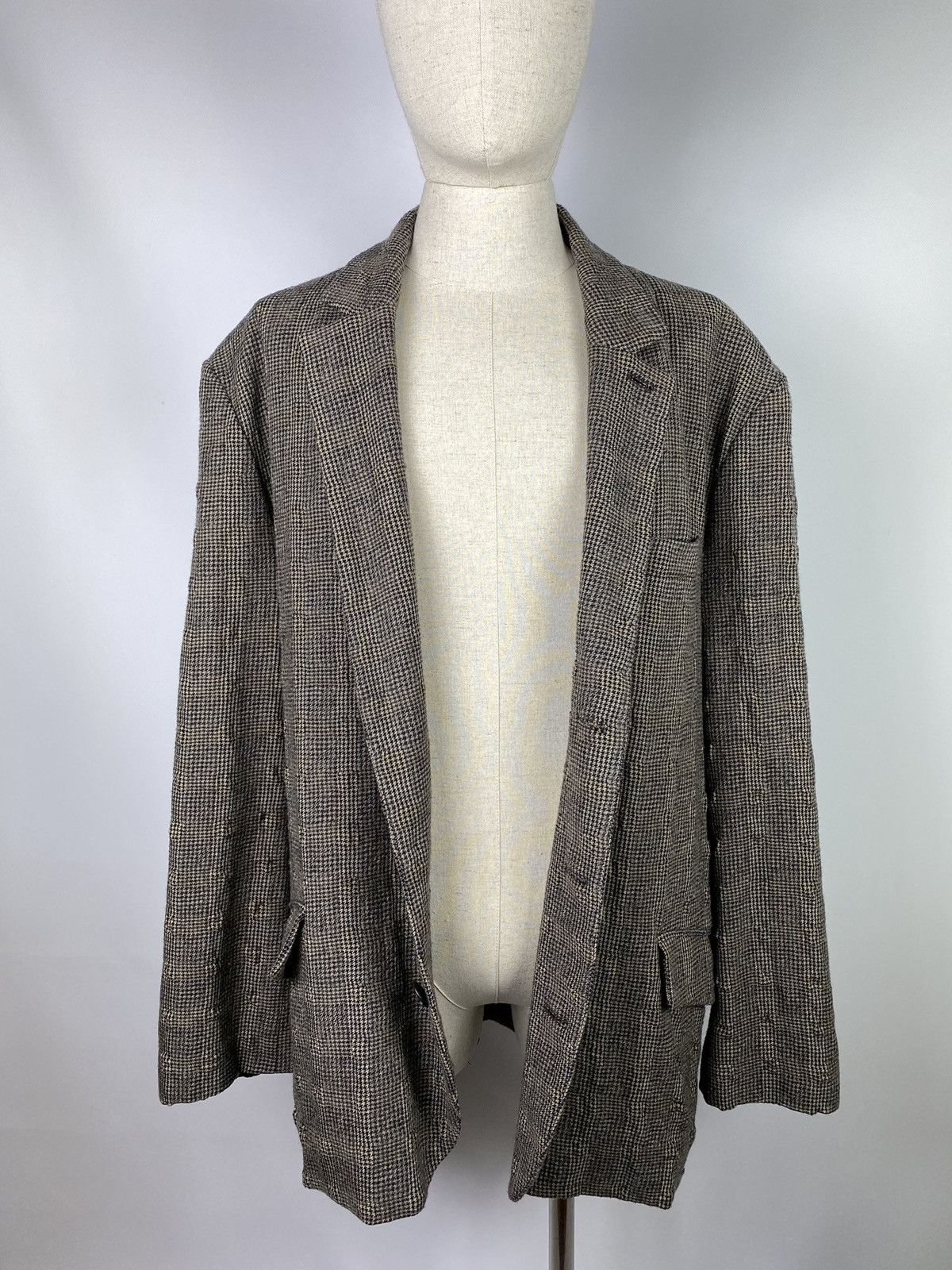 Designer Elemente Clemente Oska structures wool checked blazer jacket Size 44R - 11 Thumbnail