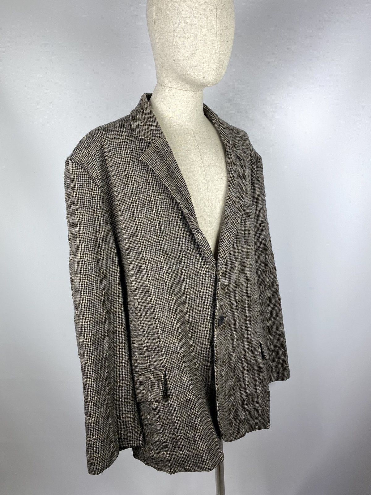 Designer Elemente Clemente Oska structures wool checked blazer jacket Size 44R - 2 Thumbnail