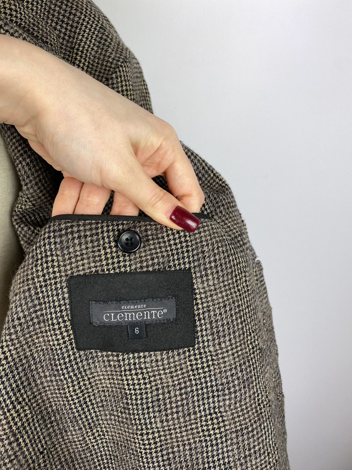 Designer Elemente Clemente Oska structures wool checked blazer jacket Size 44R - 14 Thumbnail