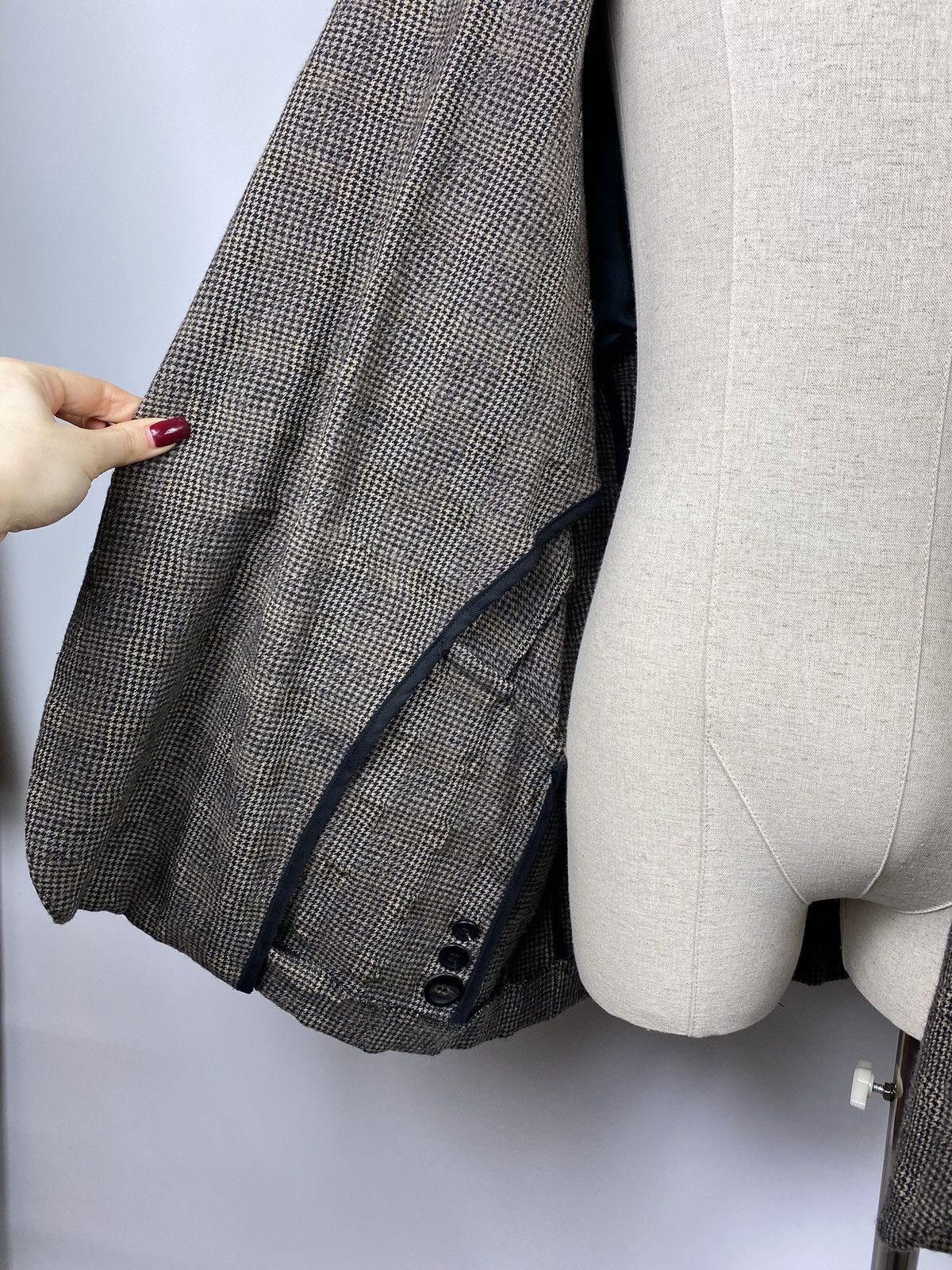 Designer Elemente Clemente Oska structures wool checked blazer jacket Size 44R - 12 Thumbnail