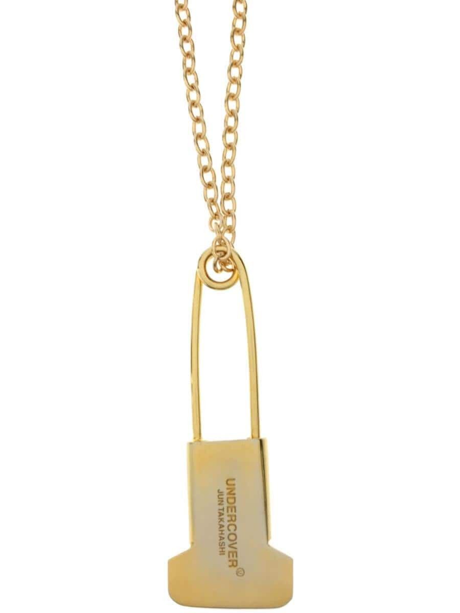 image of Undercover Safety Pin Necklace in Gold, Men's