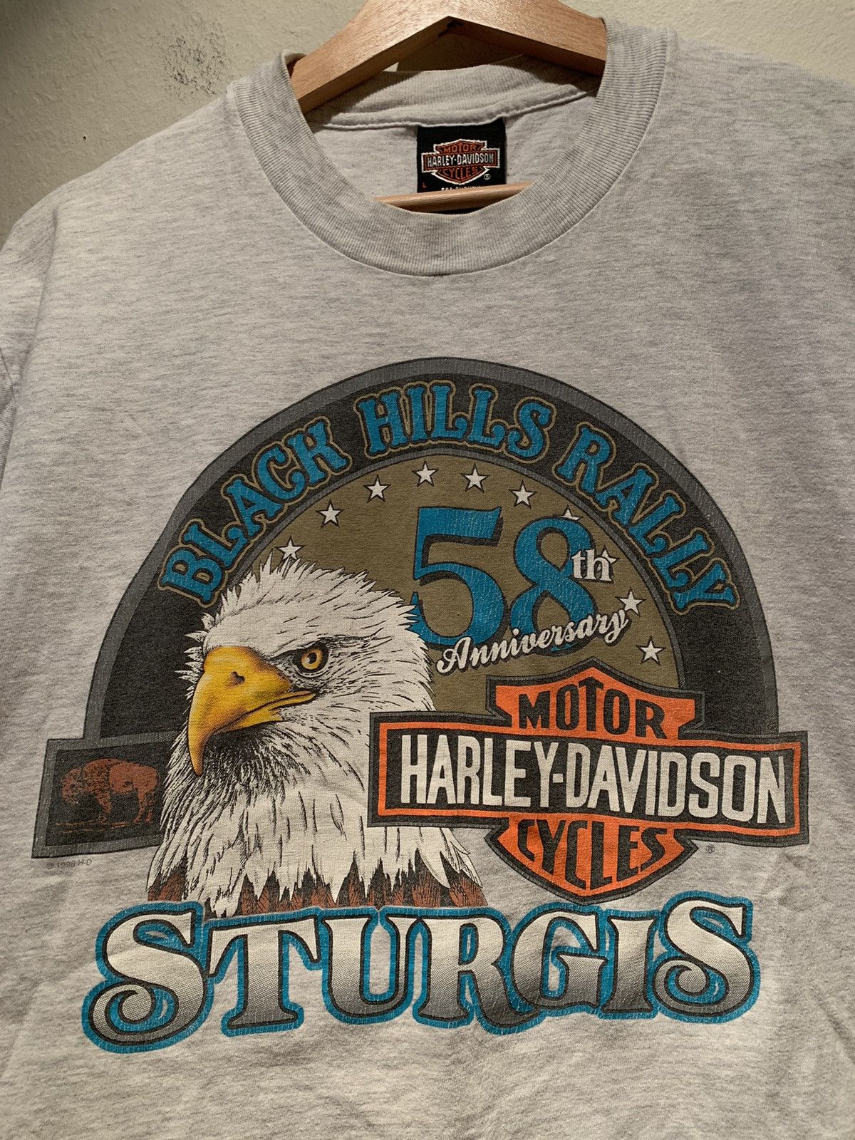 Harley Davidson RARE* Vintage 1998 Harley Davidson Sturgis Single Stitch Tee Size US L / EU 52-54 / 3 - 3 Thumbnail