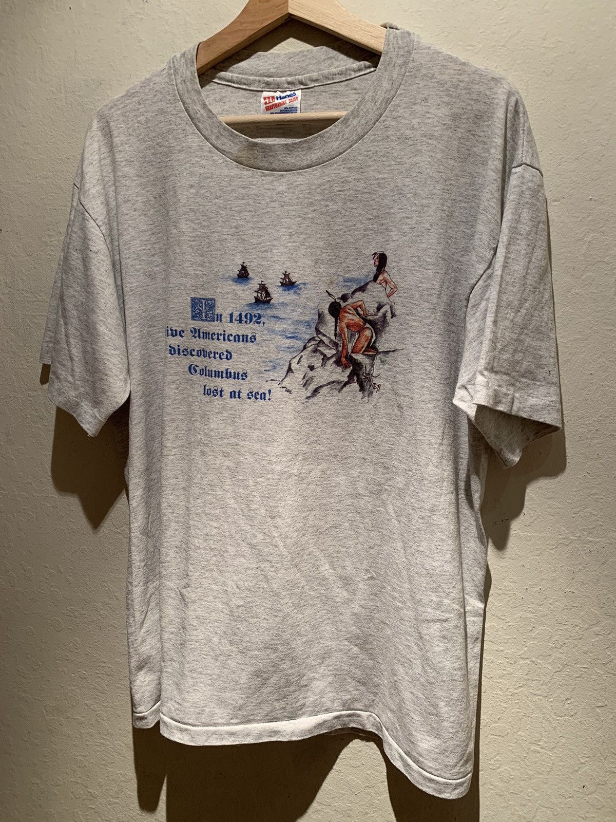 Vintage *RARE* Vintage 1991 Native Americans Columbus Single Stitch Size US L / EU 52-54 / 3 - 1 Thumbnail