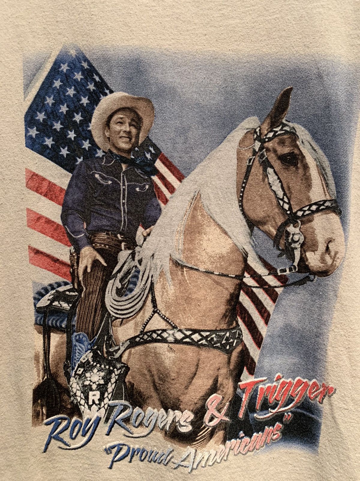 Band Tees *RARE* Vintage Roy Rogers & Trigger Proud Americans T-Shirt Size US L / EU 52-54 / 3 - 2 Thumbnail
