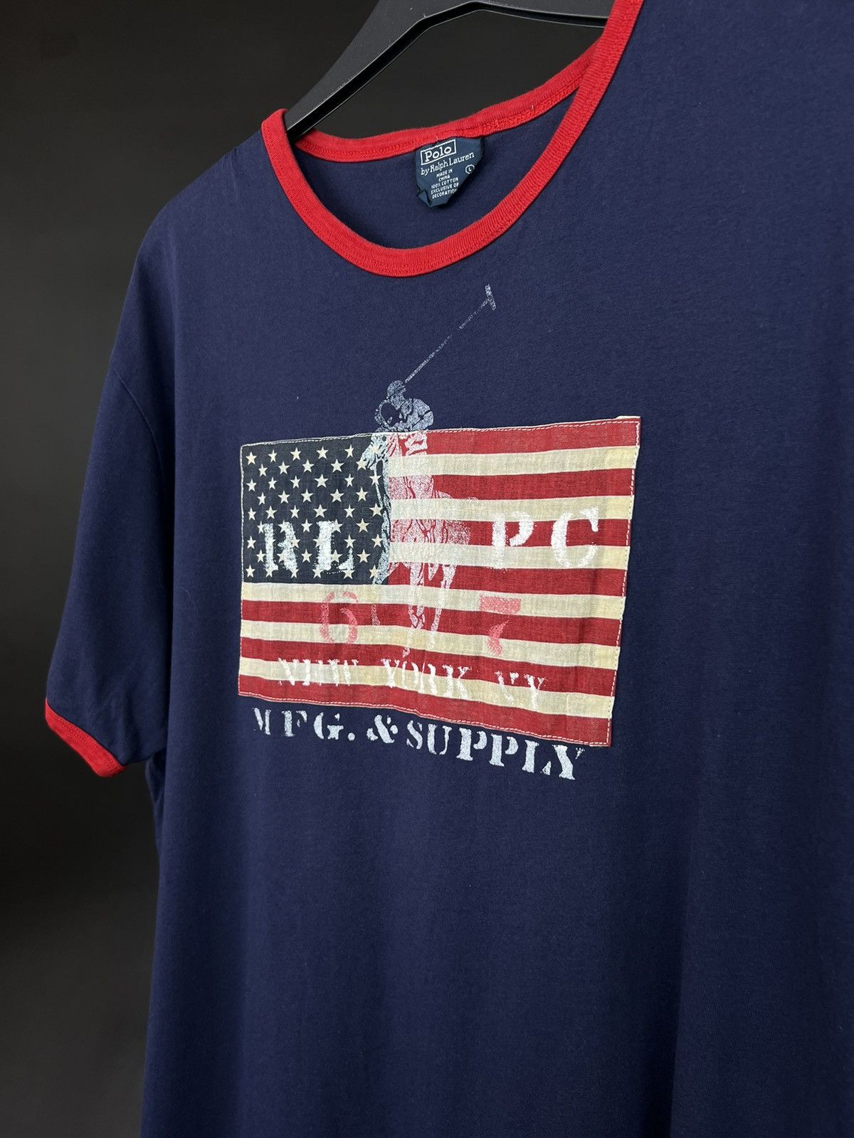 Polo Ralph Lauren × Vintage VTG T-shirt Polo Ralph Lauren blue USA Logo New York Cotton Size US L / EU 52-54 / 3 - 2 Thumbnail