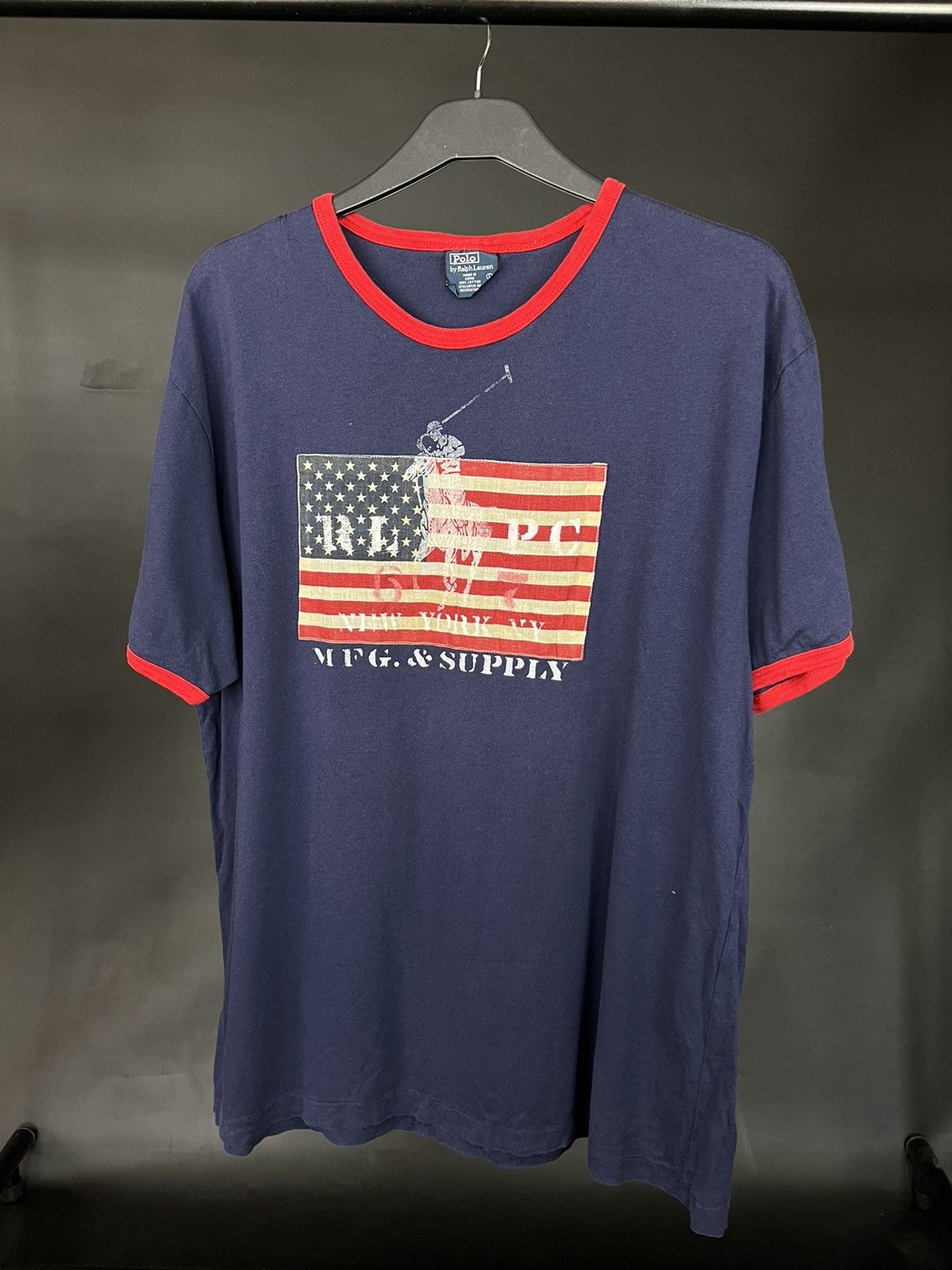 Polo Ralph Lauren × Vintage VTG T-shirt Polo Ralph Lauren blue USA Logo New York Cotton Size US L / EU 52-54 / 3 - 1 Thumbnail