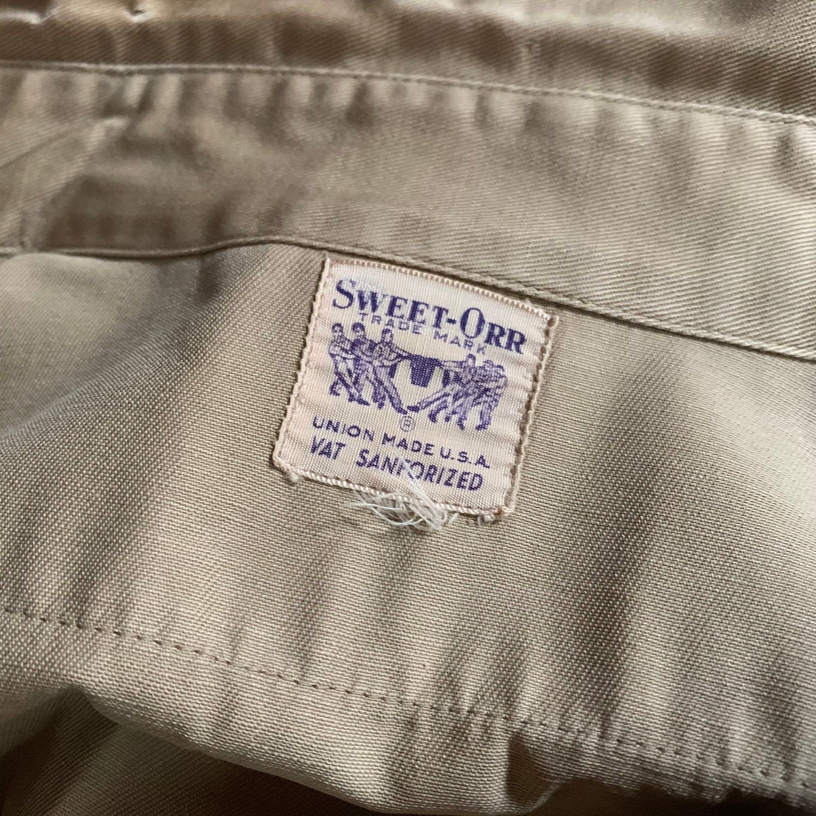 Vintage 40s 50s Sweet Orr Khaki Cotton Sanforized Workwear Shirt Size US M / EU 48-50 / 2 - 5 Thumbnail