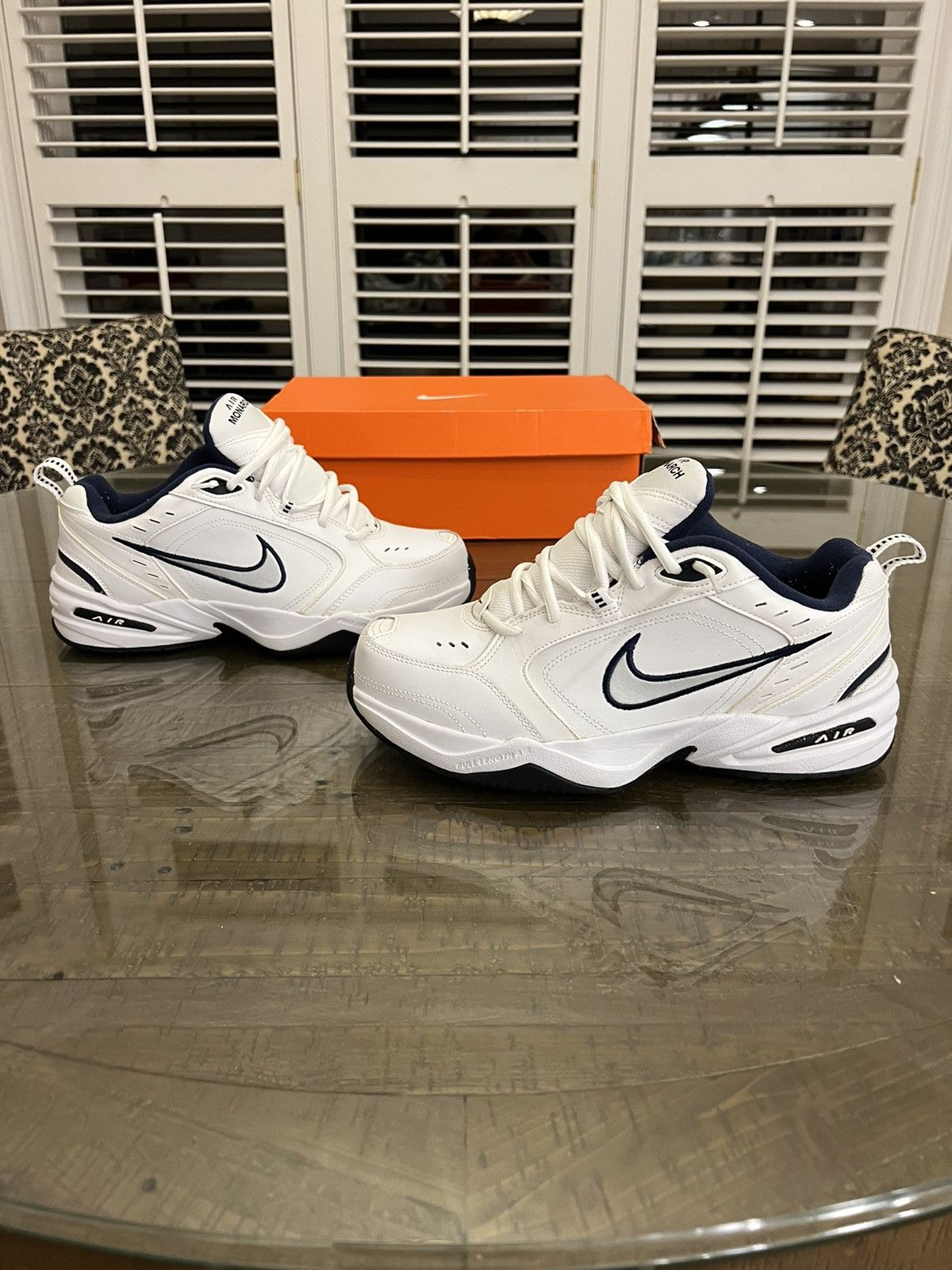 Nike Nike Air Monarch IV 4E Wide White Navy Grailed