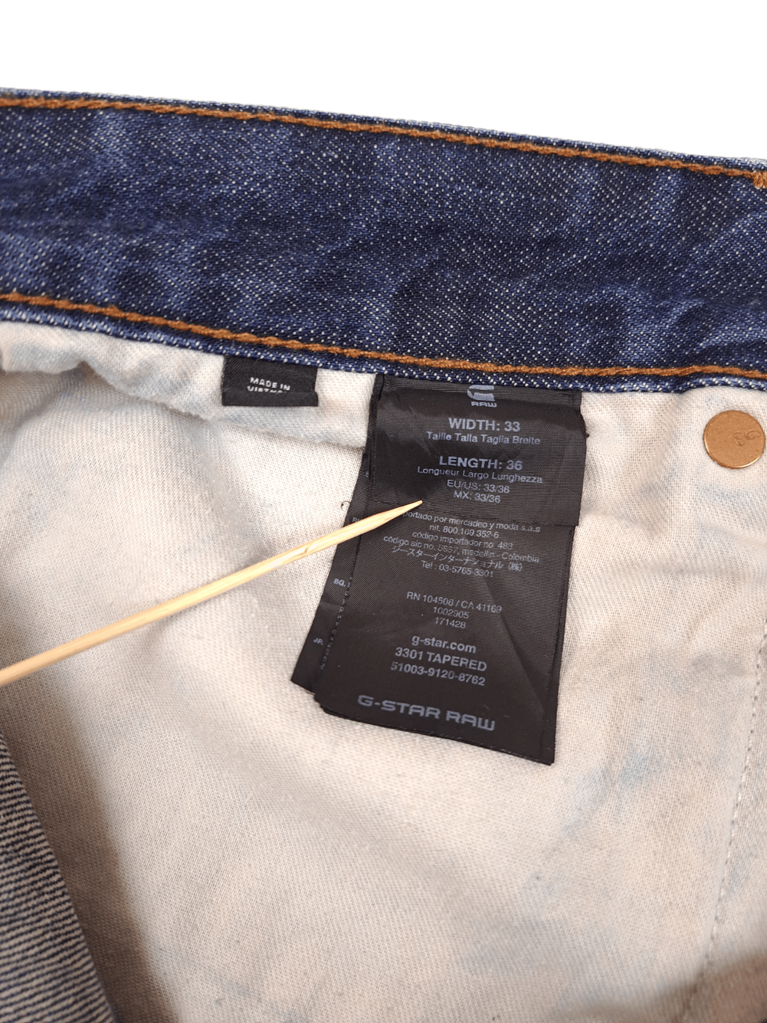 G-Star 💎 G-star Raw 33/36 Distressed Tapered Navy Blue Denim Jeans Size US 33 - 5 Thumbnail