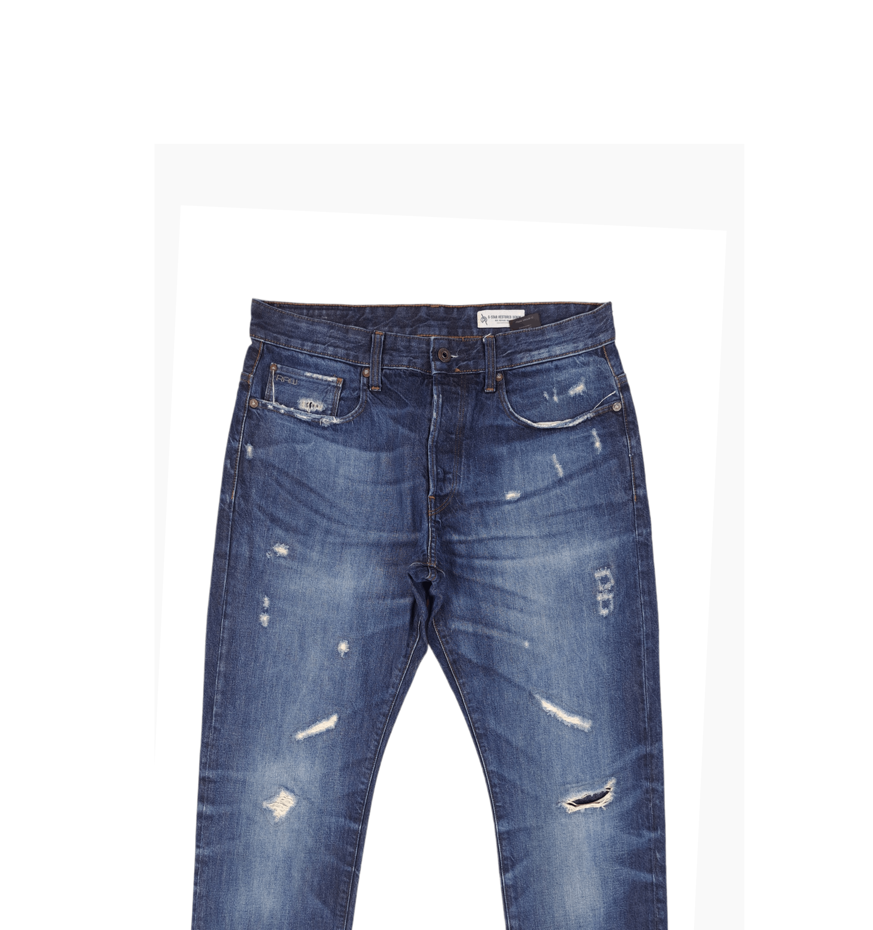 G-Star 💎 G-star Raw 33/36 Distressed Tapered Navy Blue Denim Jeans Size US 33 - 3 Thumbnail
