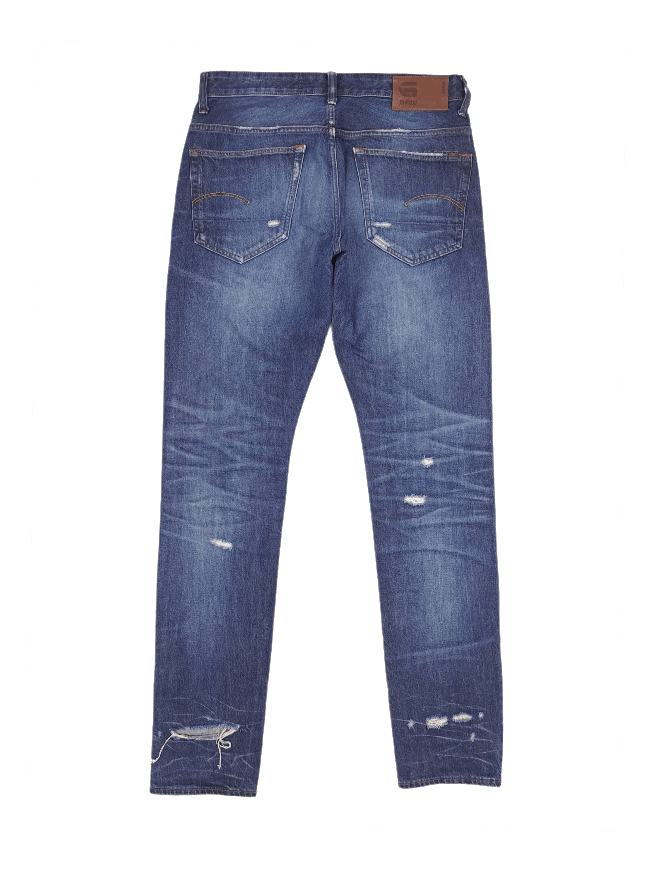 G-Star 💎 G-star Raw 33/36 Distressed Tapered Navy Blue Denim Jeans Size US 33 - 2 Thumbnail