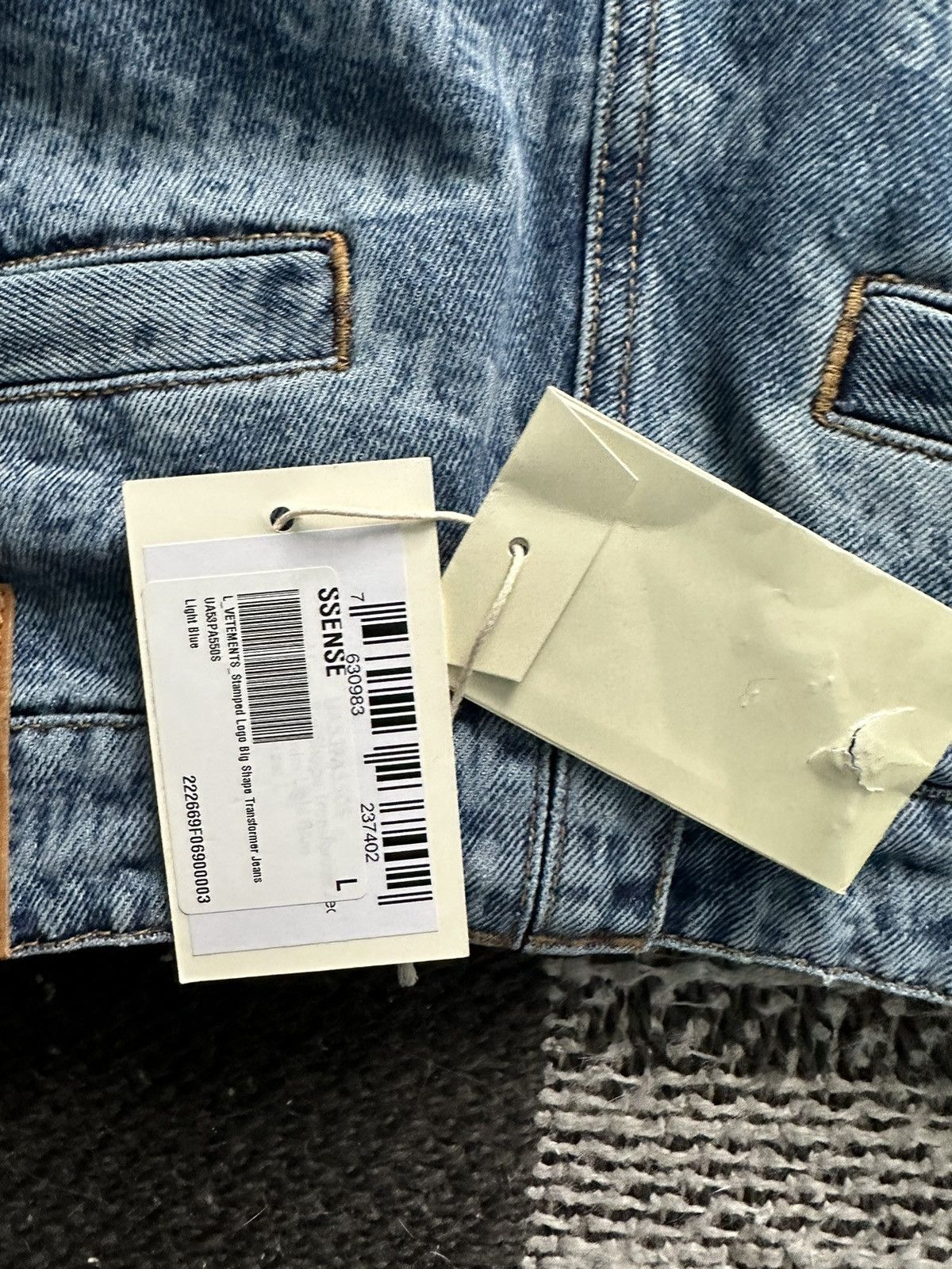 Vetements Blue Big Shape Transformer Jeans