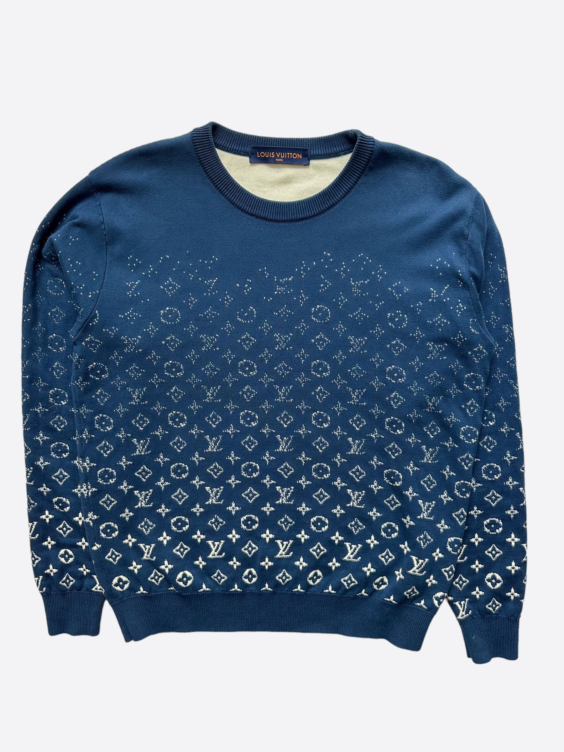 Louis Vuitton Louis Vuitton Navy White Monogram Gradient Sweater Grailed