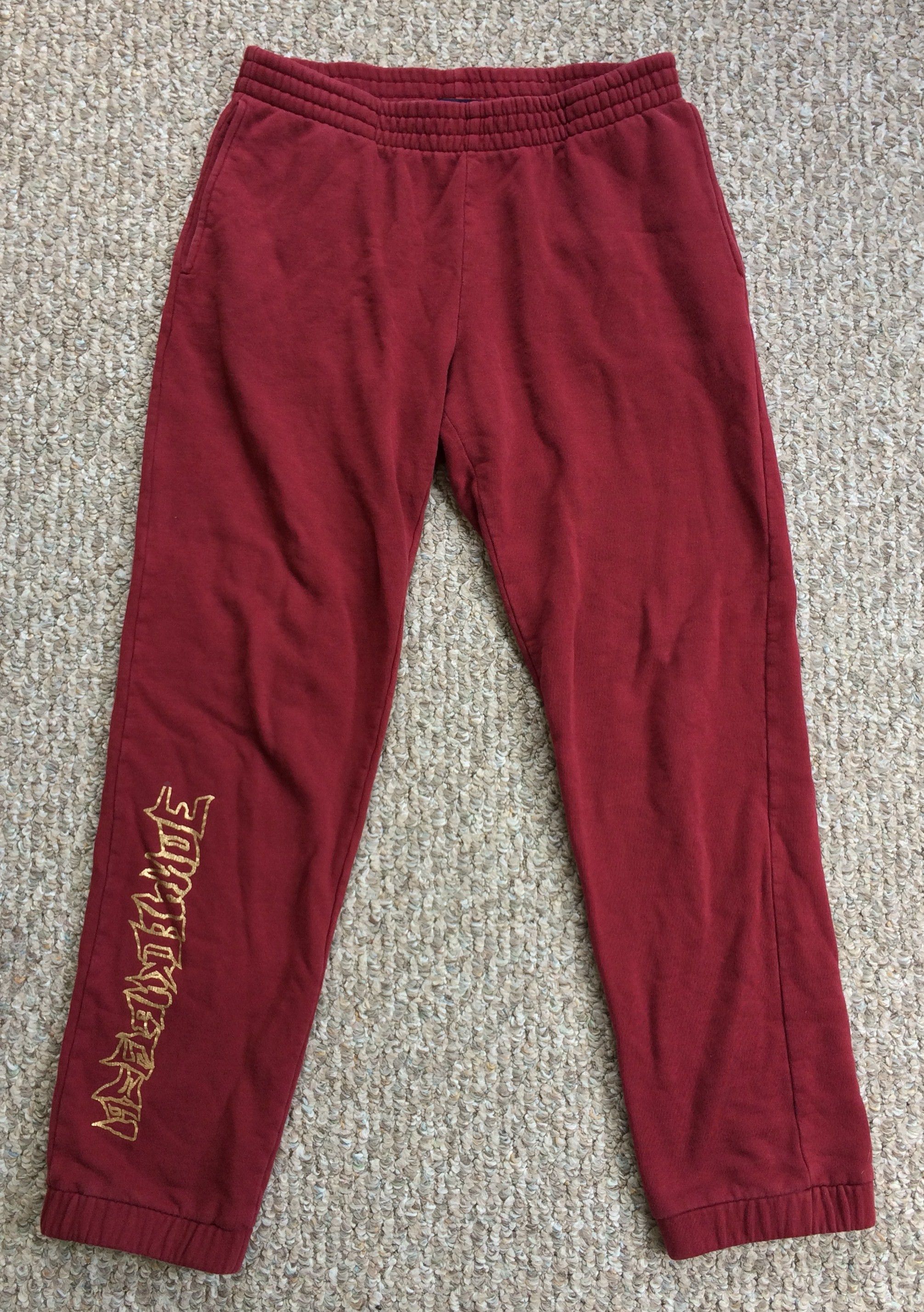 image of F/w 2014 Gosha Rubchinskiy "epic Aces" Sweatpants in Burgundy, Men's (Size 30)