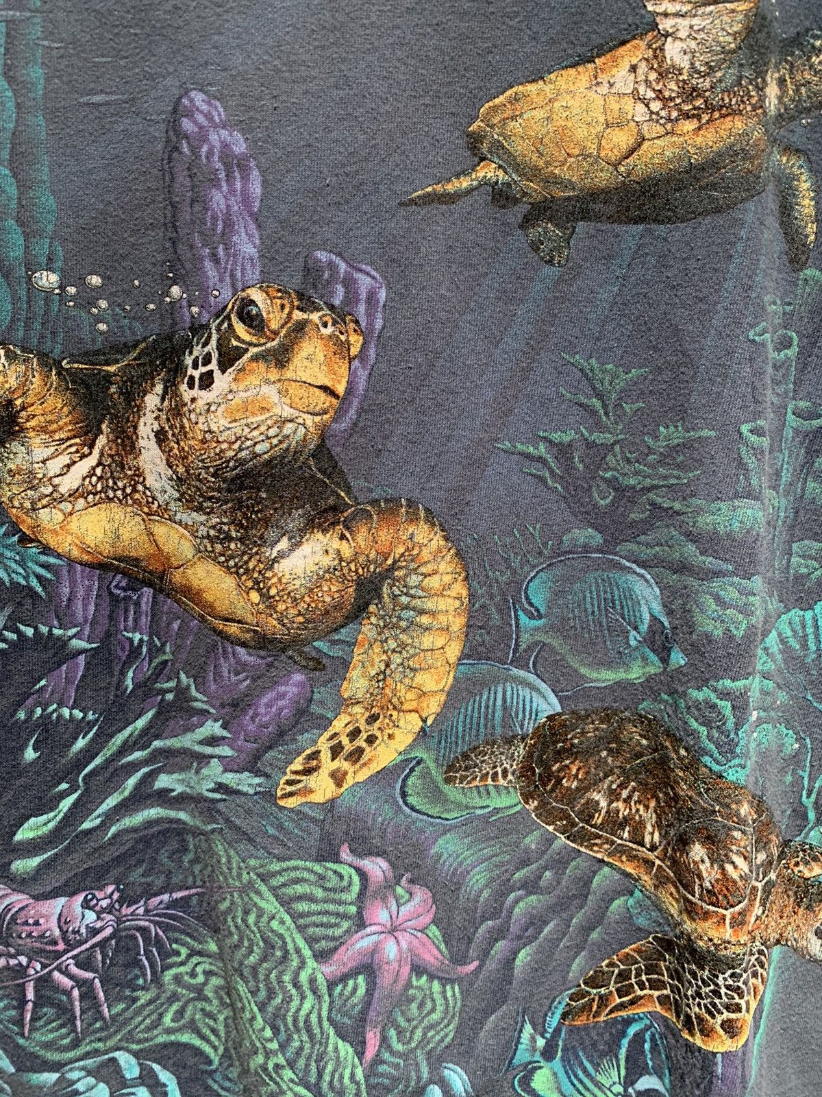 Vintage *RARE* Vintage Sea Turtle Water Nature Santa Cruz Shirt Size US XL / EU 56 / 4 - 2 Thumbnail