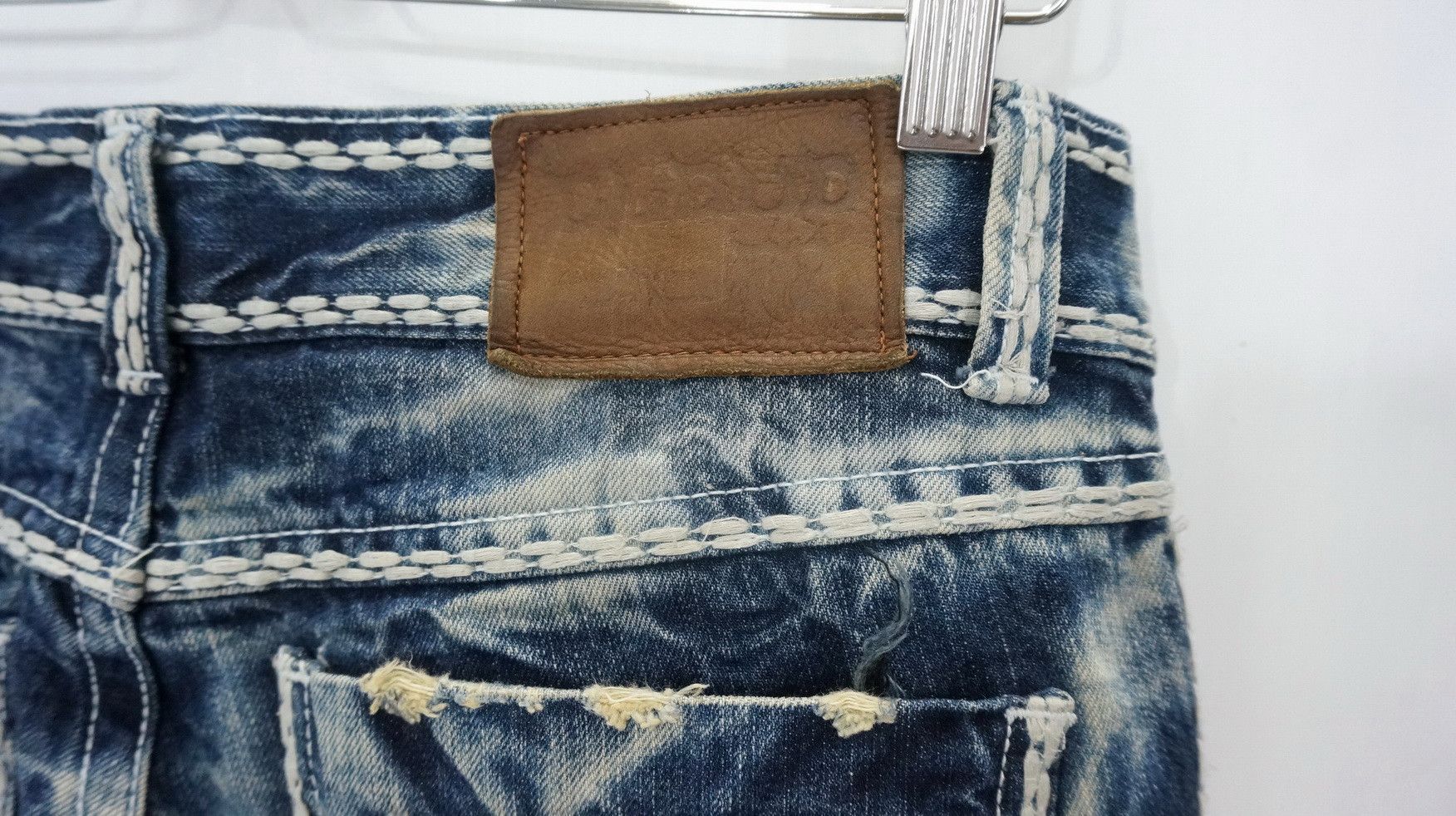 Japanese Brand 🎌 CLOUD72 Distressed Big Stitch Sashiko Slim fit Denim Size US 32 / EU 48 - 10 Thumbnail