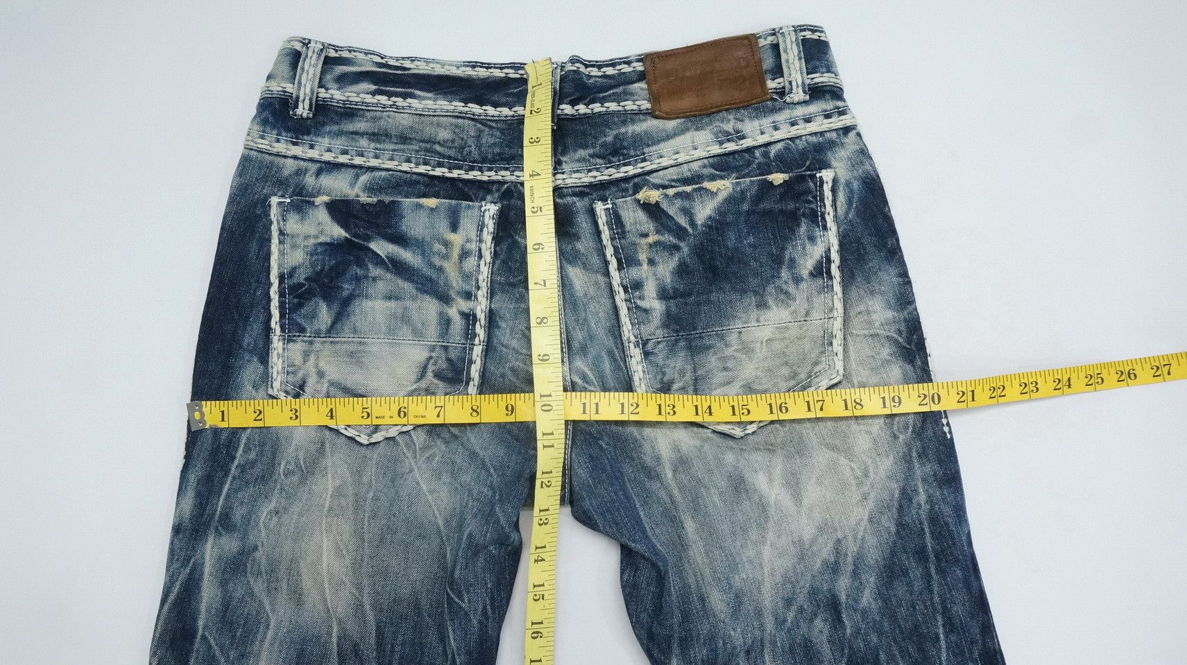Japanese Brand 🎌 CLOUD72 Distressed Big Stitch Sashiko Slim fit Denim Size US 32 / EU 48 - 19 Thumbnail