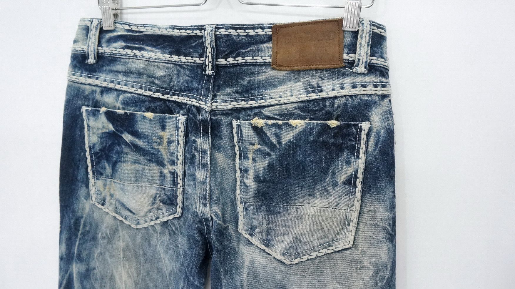 Japanese Brand 🎌 CLOUD72 Distressed Big Stitch Sashiko Slim fit Denim Size US 32 / EU 48 - 9 Thumbnail
