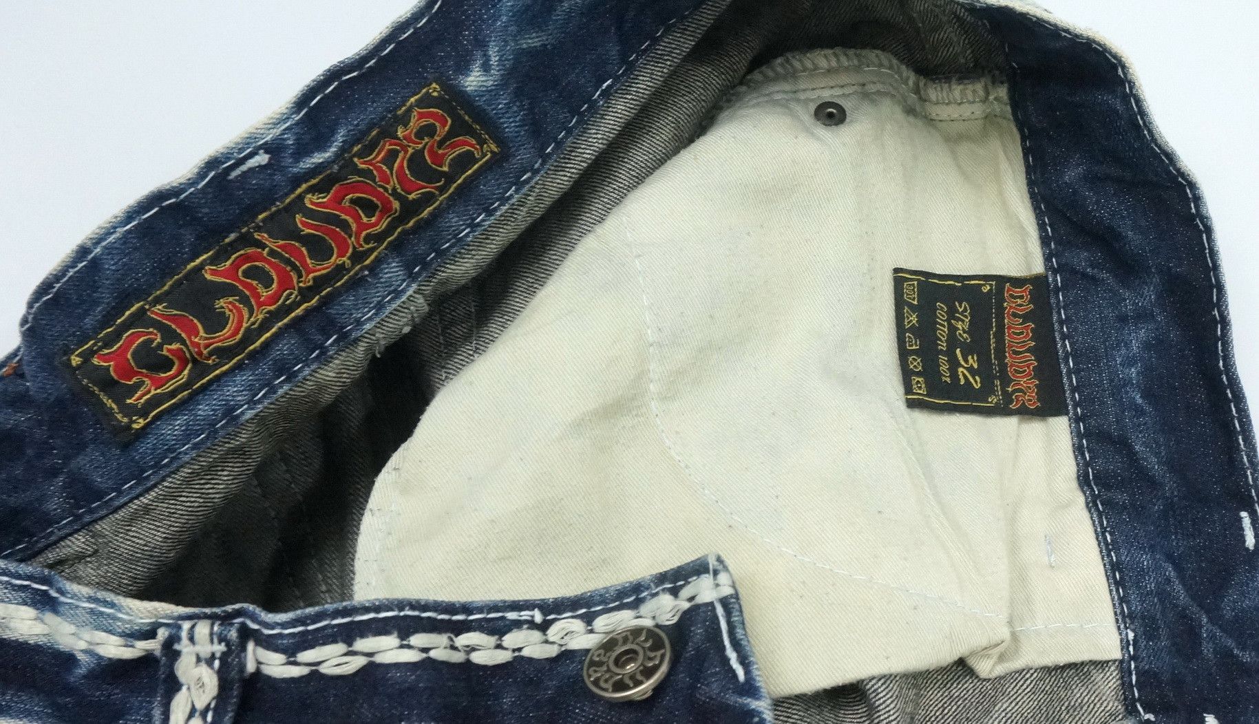 Japanese Brand 🎌 CLOUD72 Distressed Big Stitch Sashiko Slim fit Denim Size US 32 / EU 48 - 21 Thumbnail