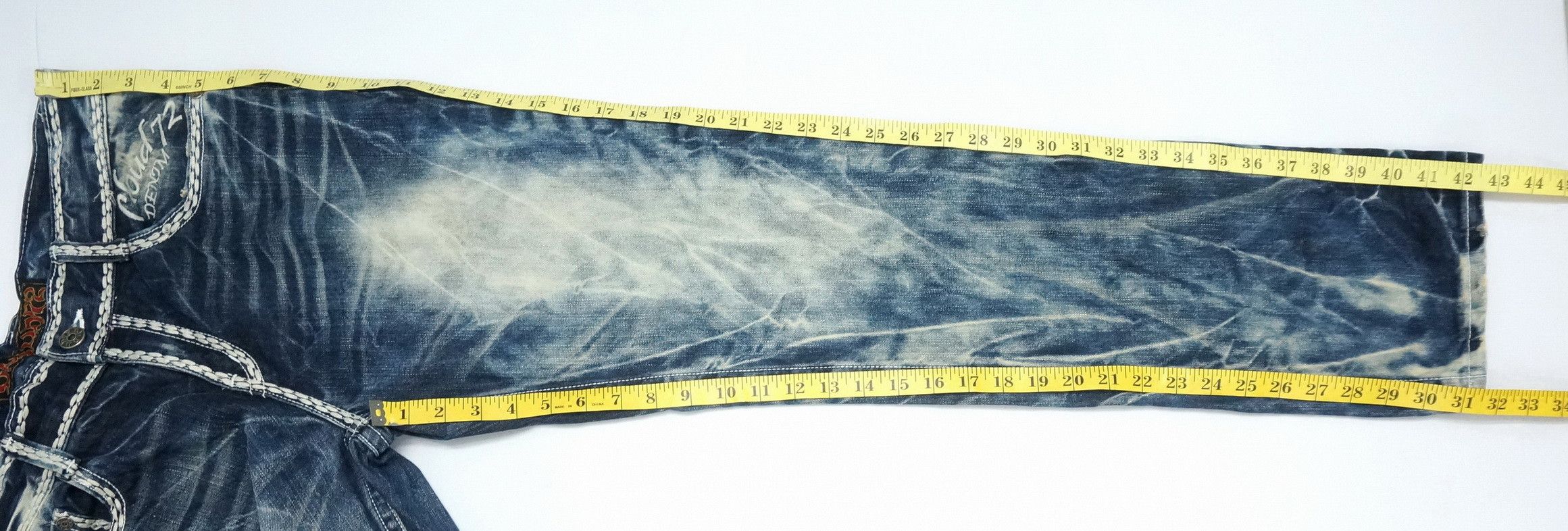 Japanese Brand 🎌 CLOUD72 Distressed Big Stitch Sashiko Slim fit Denim Size US 32 / EU 48 - 17 Thumbnail