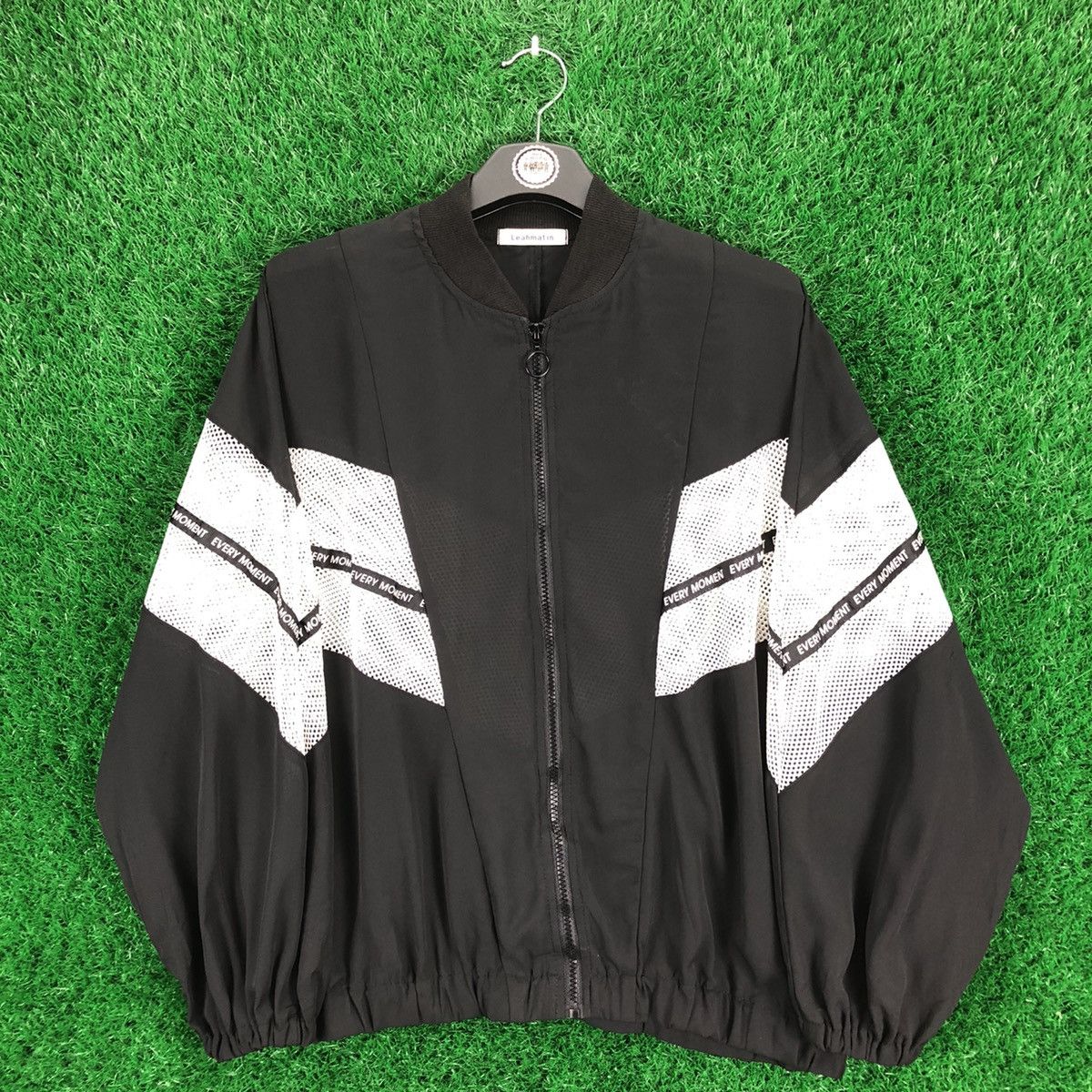 image of Archival Clothing Leahmatin Two Tuned Silk Zipper Sweater Every Moment in Black, Men's (Size Medium