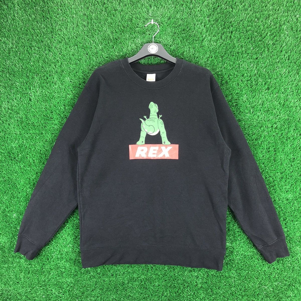 image of Anima x Cartoon Network Disney Toy Story Rex Movie Character Sweatshirt in Black, Men's (Size Large