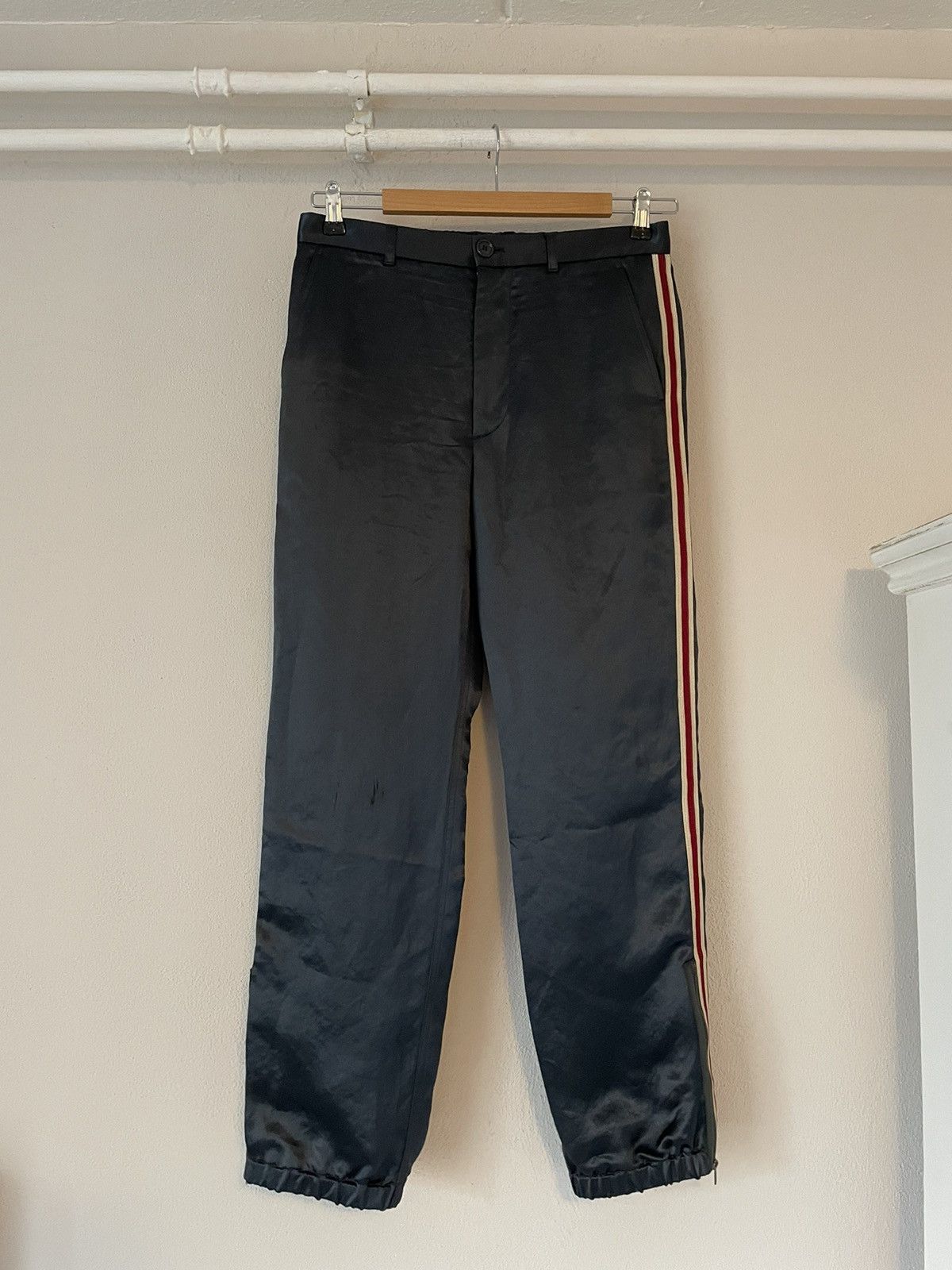 image of Gucci Acetate Pants With Side Stripe in Navy, Men's (Size 30)