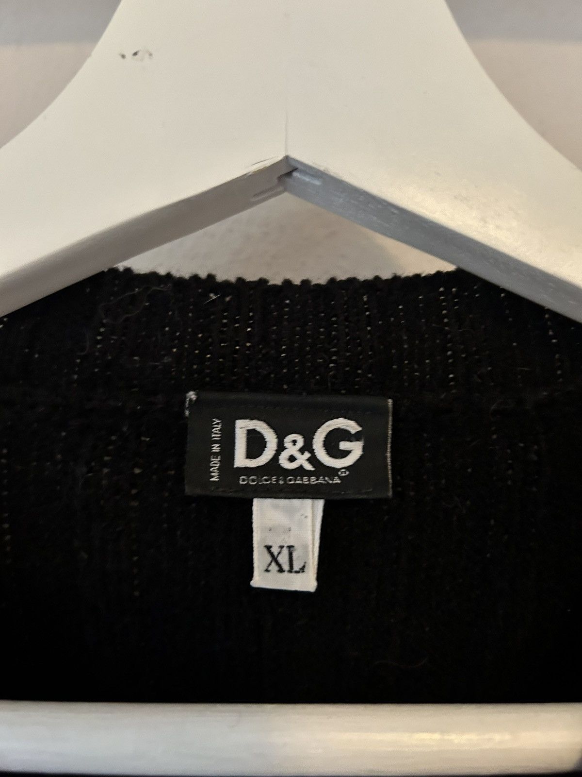Dolce & Gabbana Black Sweater with Leather Logo Patch Size US XL / EU 56 / 4 - 4 Thumbnail