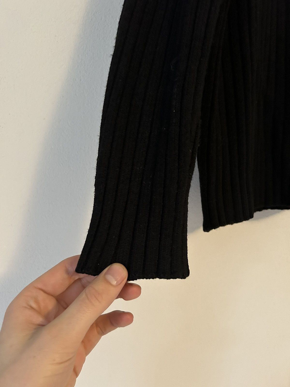 Dolce & Gabbana Black Sweater with Leather Logo Patch Size US XL / EU 56 / 4 - 2 Thumbnail