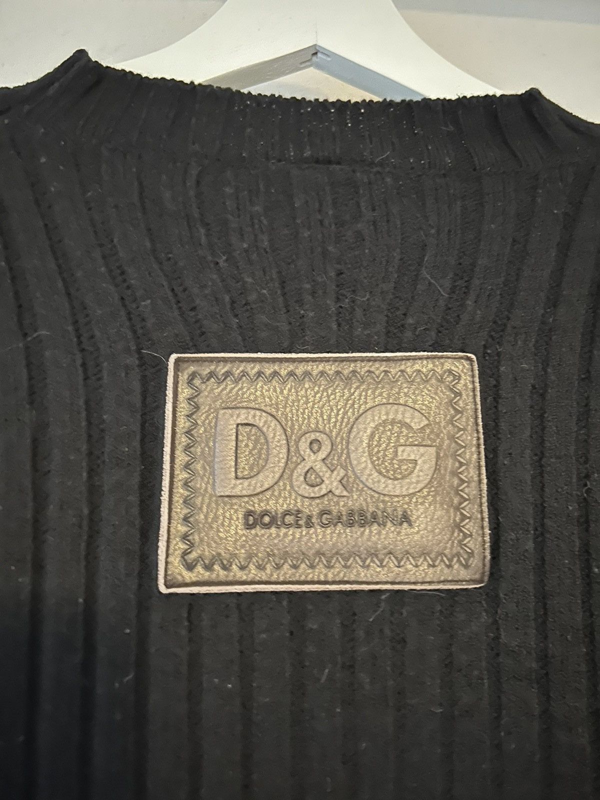 Dolce & Gabbana Black Sweater with Leather Logo Patch Size US XL / EU 56 / 4 - 6 Thumbnail
