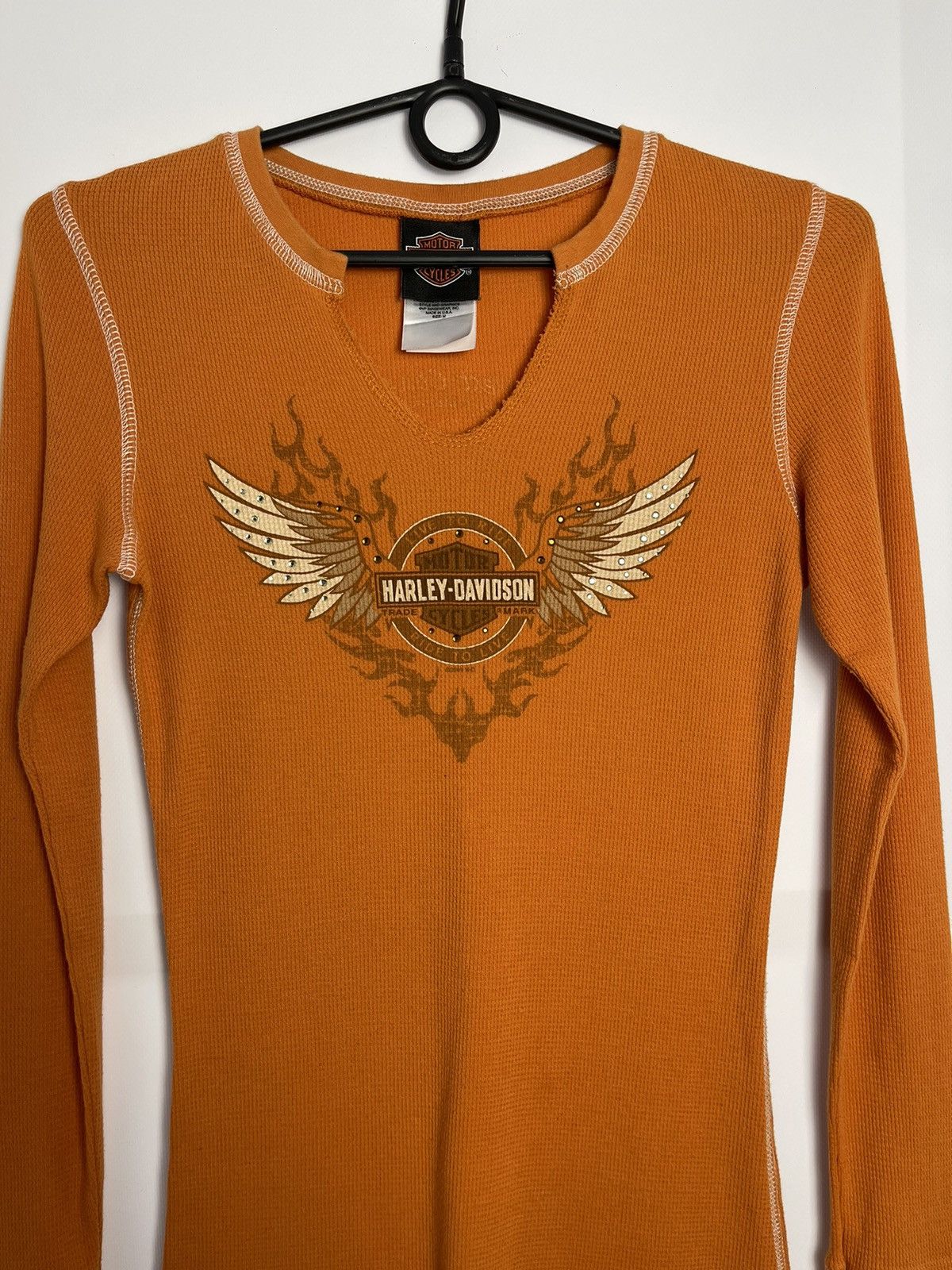 Vintage Long sleeve Harley Davidson big logo size M orange