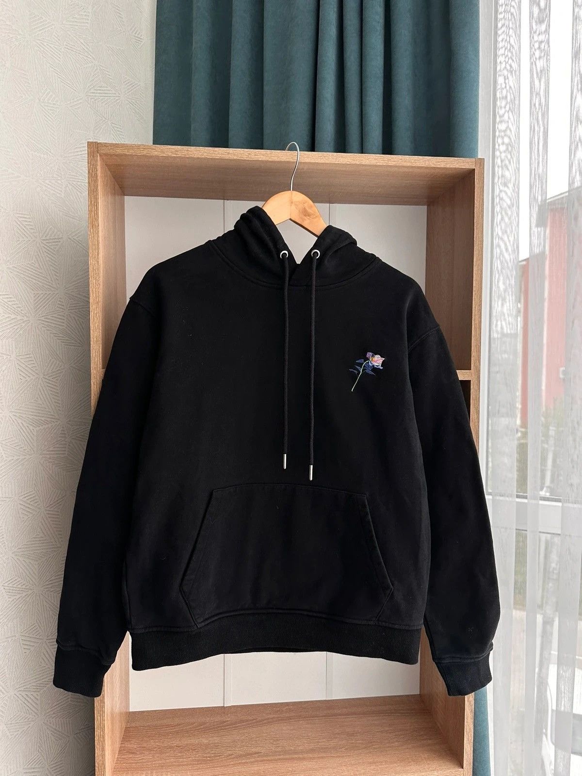 Vintage The Kooples Paris Floral Embroidery Black Hoodie