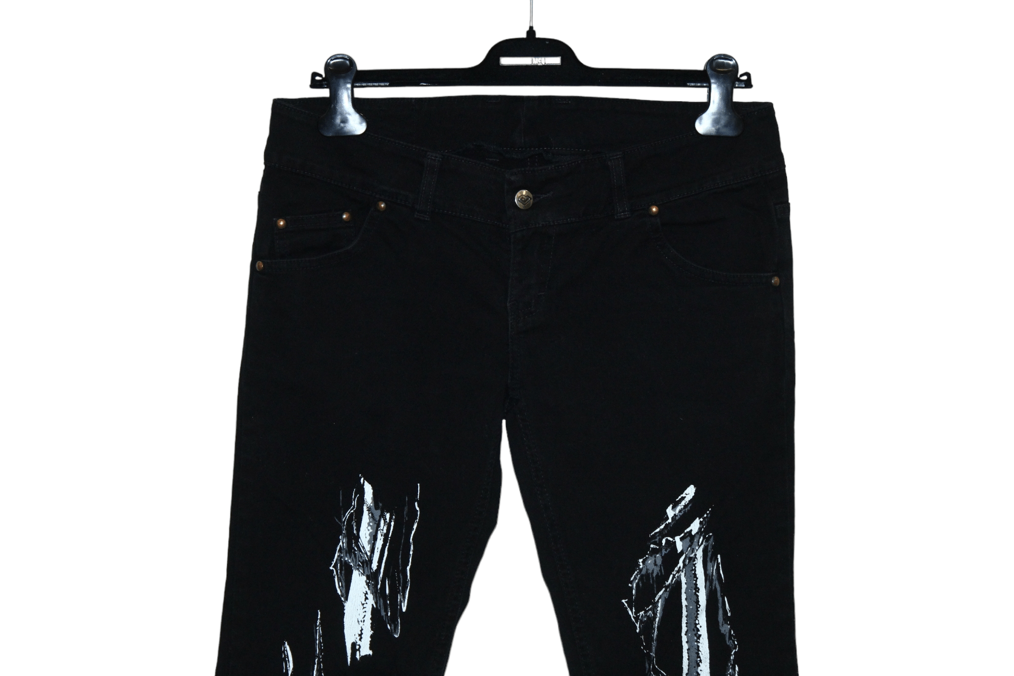 14th Addiction VTG FIST Co. steam-punk biomechanics print low rise pants Size US 32 / EU 48 - 2 Thumbnail