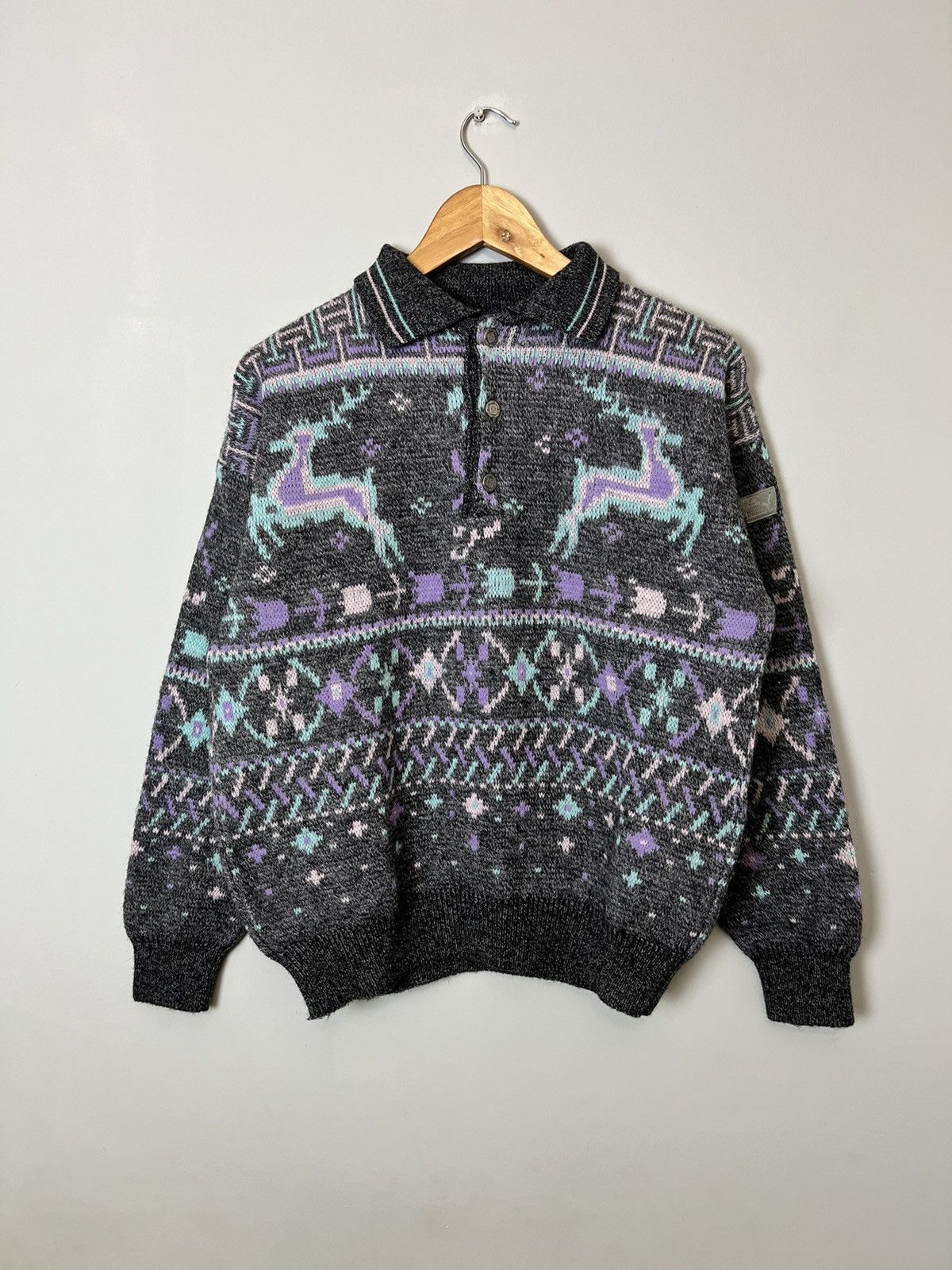 Puma Rare 80s Puma Coloured Wool Knit Made In Italy Size US S / EU 44-46 / 1 - 1 Thumbnail