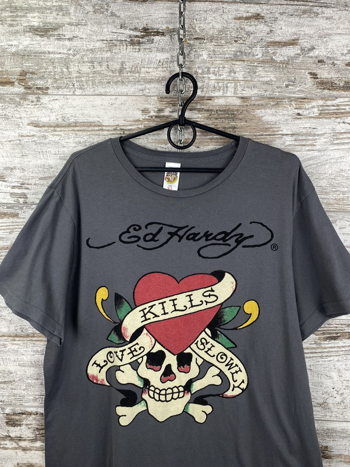 Ed Hardy × Vintage Mens Vintage Ed Hardy T Shirt by Christian Audigier y2k rare Size US XL / EU 56 / 4 - 3 Thumbnail
