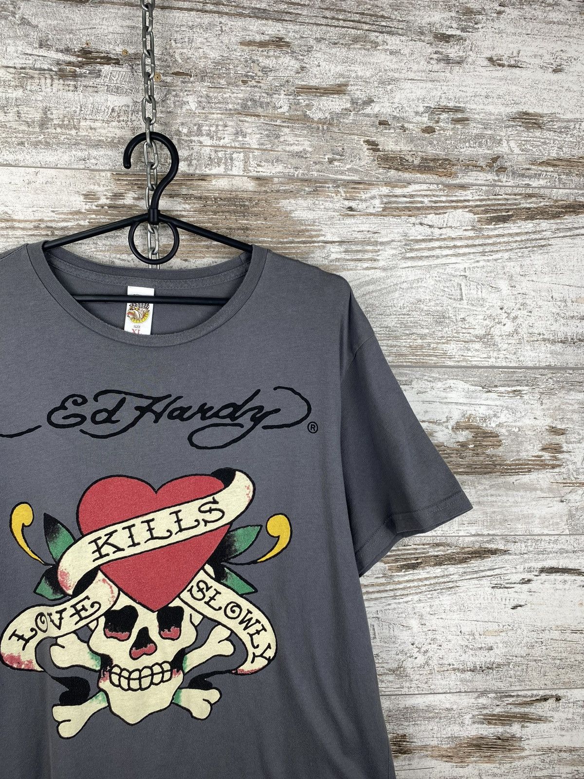 Ed Hardy × Vintage Mens Vintage Ed Hardy T Shirt by Christian Audigier y2k rare Size US XL / EU 56 / 4 - 2 Thumbnail