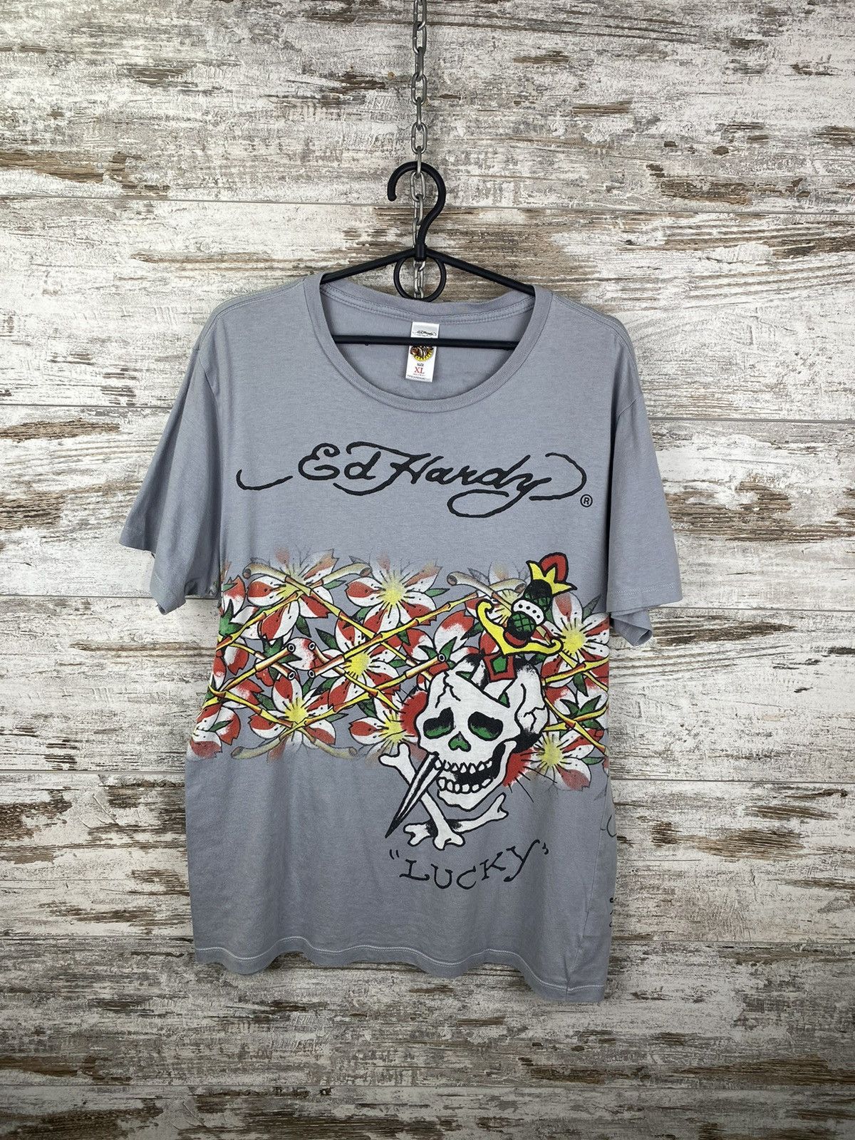 Ed Hardy × Vintage Mens Vintage Ed Hardy T Shirt by Christian Audigier y2k rare Size US XL / EU 56 / 4 - 2 Thumbnail